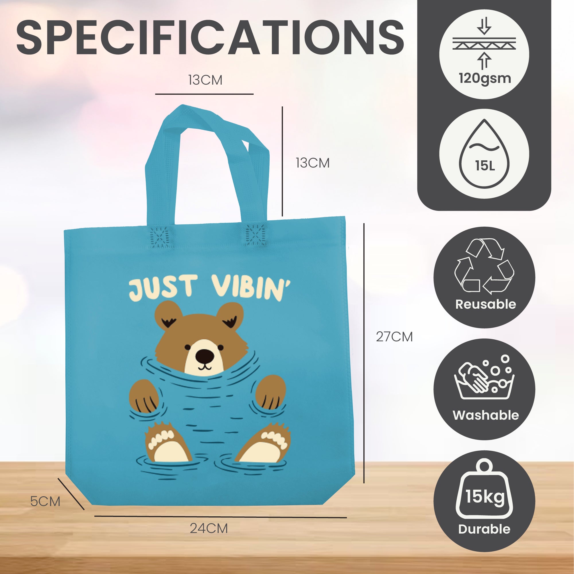 KNB - Kids Blue & Green Reusable Non-Woven Shopping Bag | 120GSM, 15L