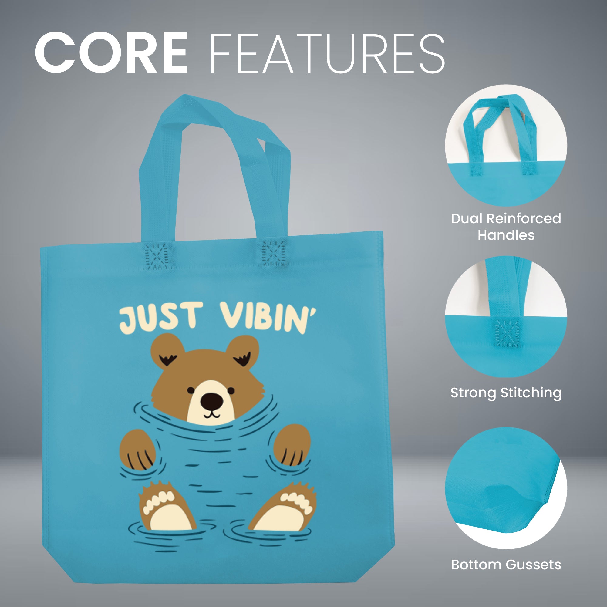 KNB - Kids Blue & Green Reusable Non-Woven Shopping Bag | 120GSM, 15L