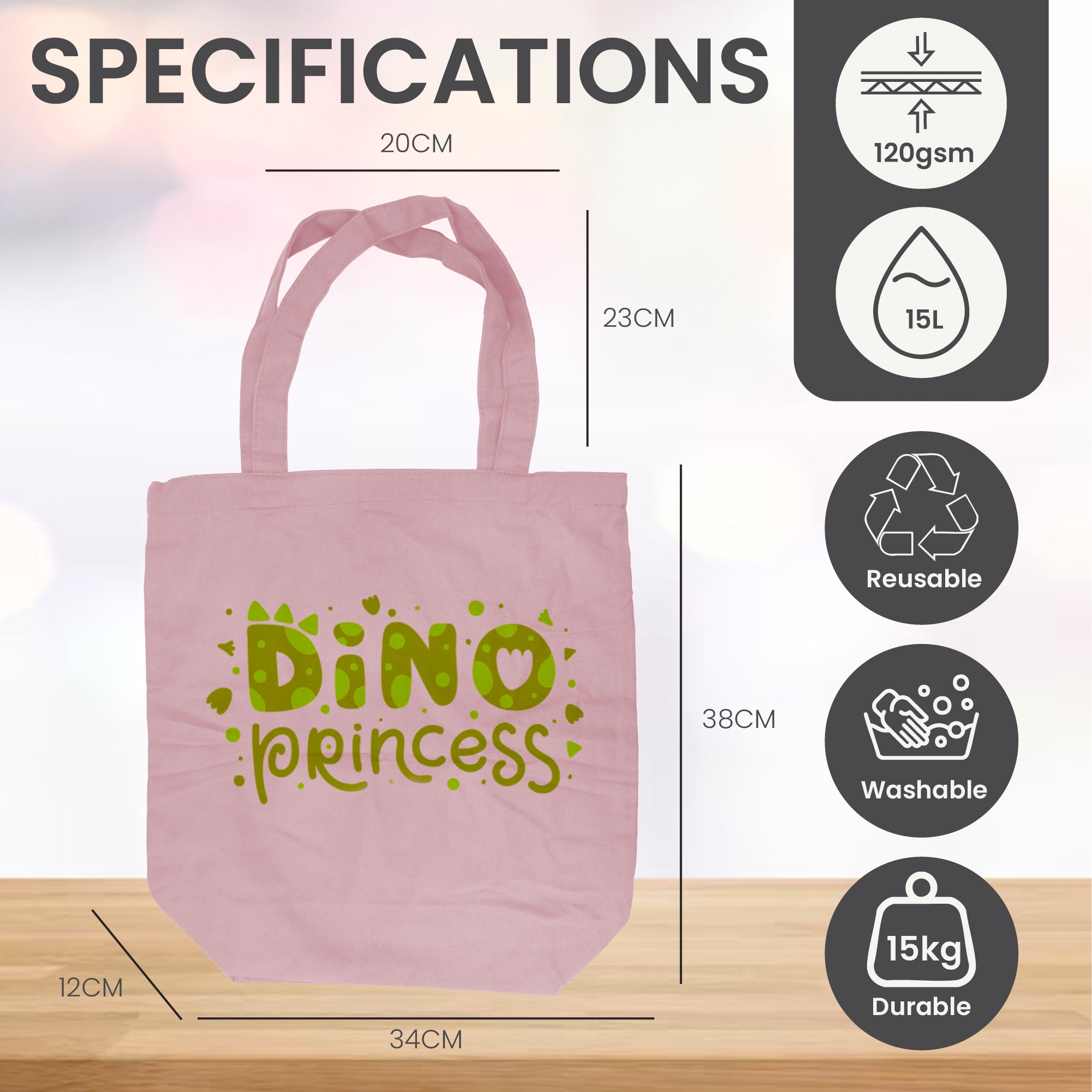 CAN05 - Kids Reusable Cotton Tote Bag | 120GSM, 15L