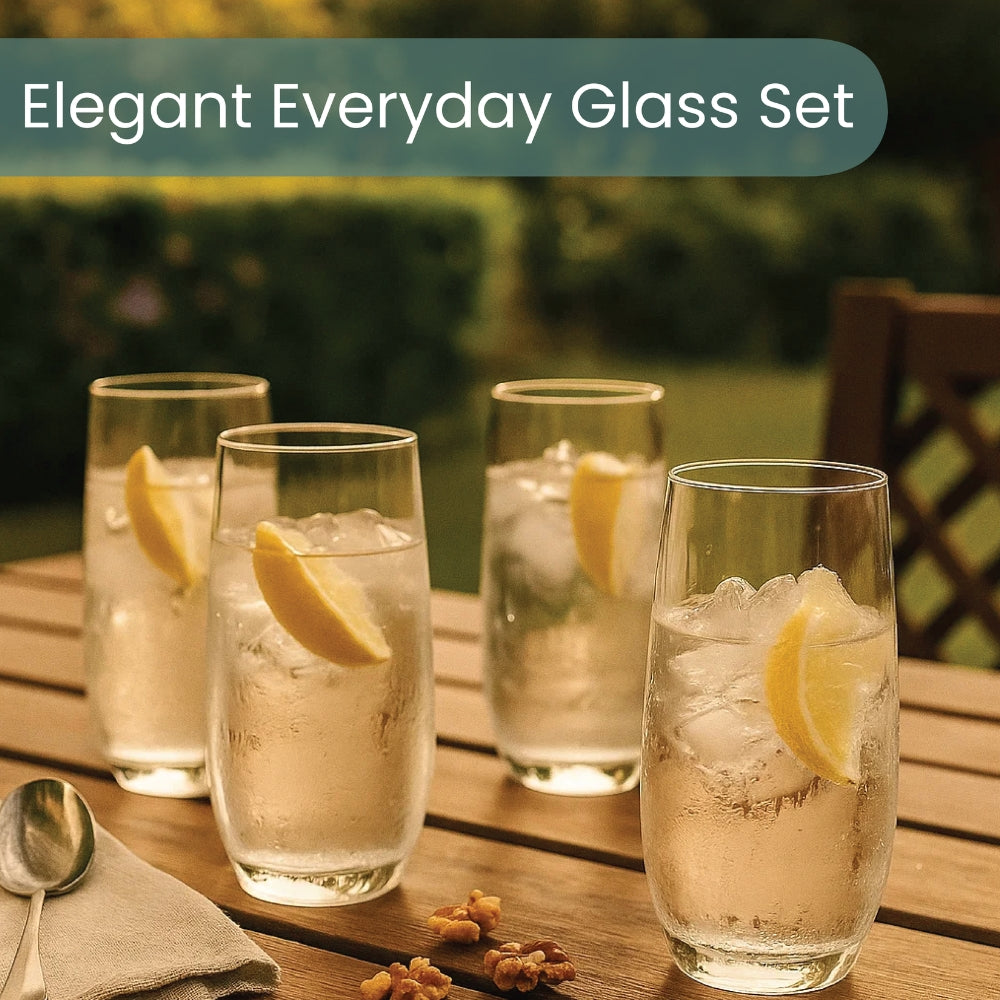 Premium Glass Tumbler Set – 4 Piece, 360ml Each