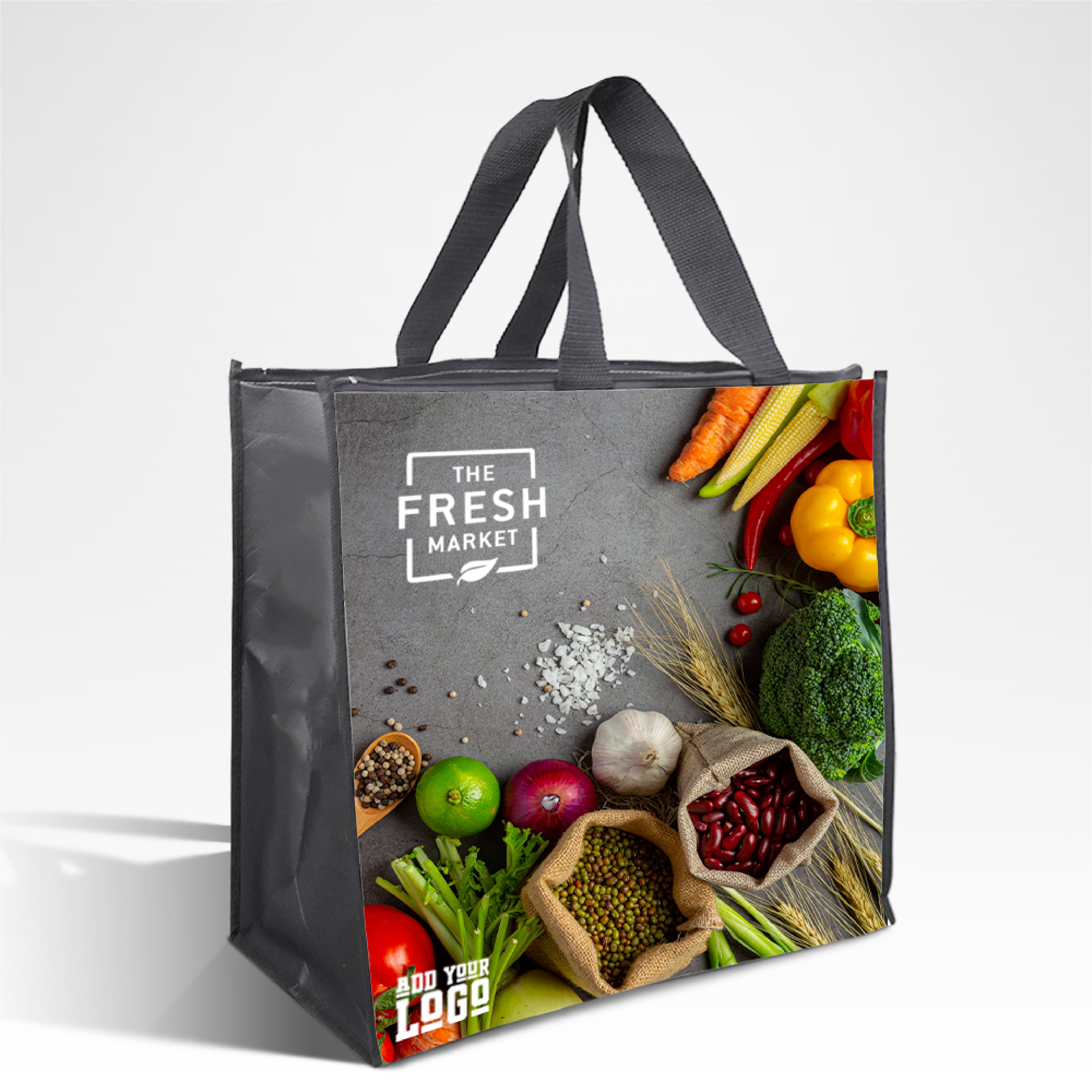 LAM-Z04 - Assorted Design Reusable Laminated Cooler Shopping Bag with Zipper | 70GSM, 28L