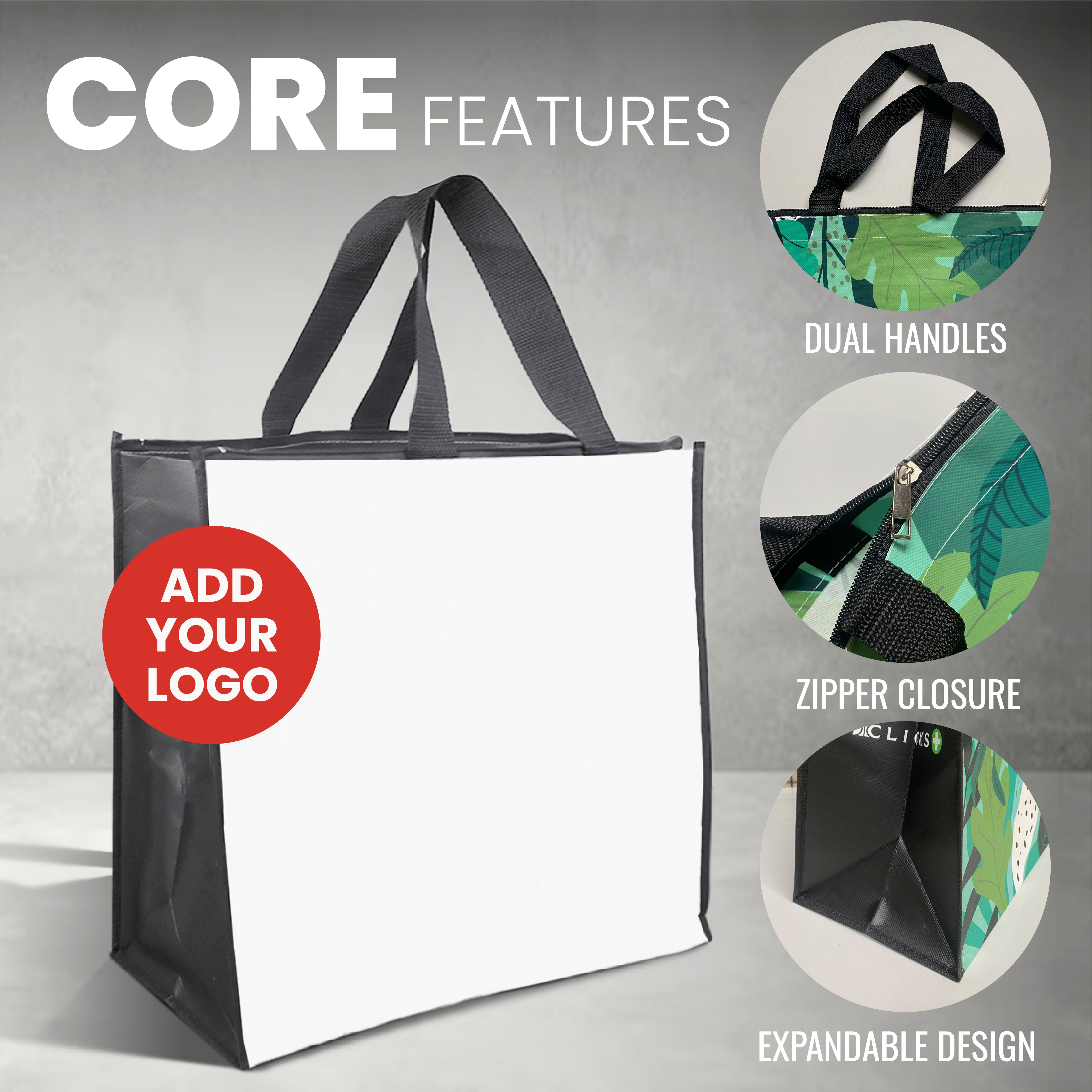 LAM-Z04 - Assorted Design Reusable Laminated Cooler Shopping Bag with Zipper | 70GSM, 28L