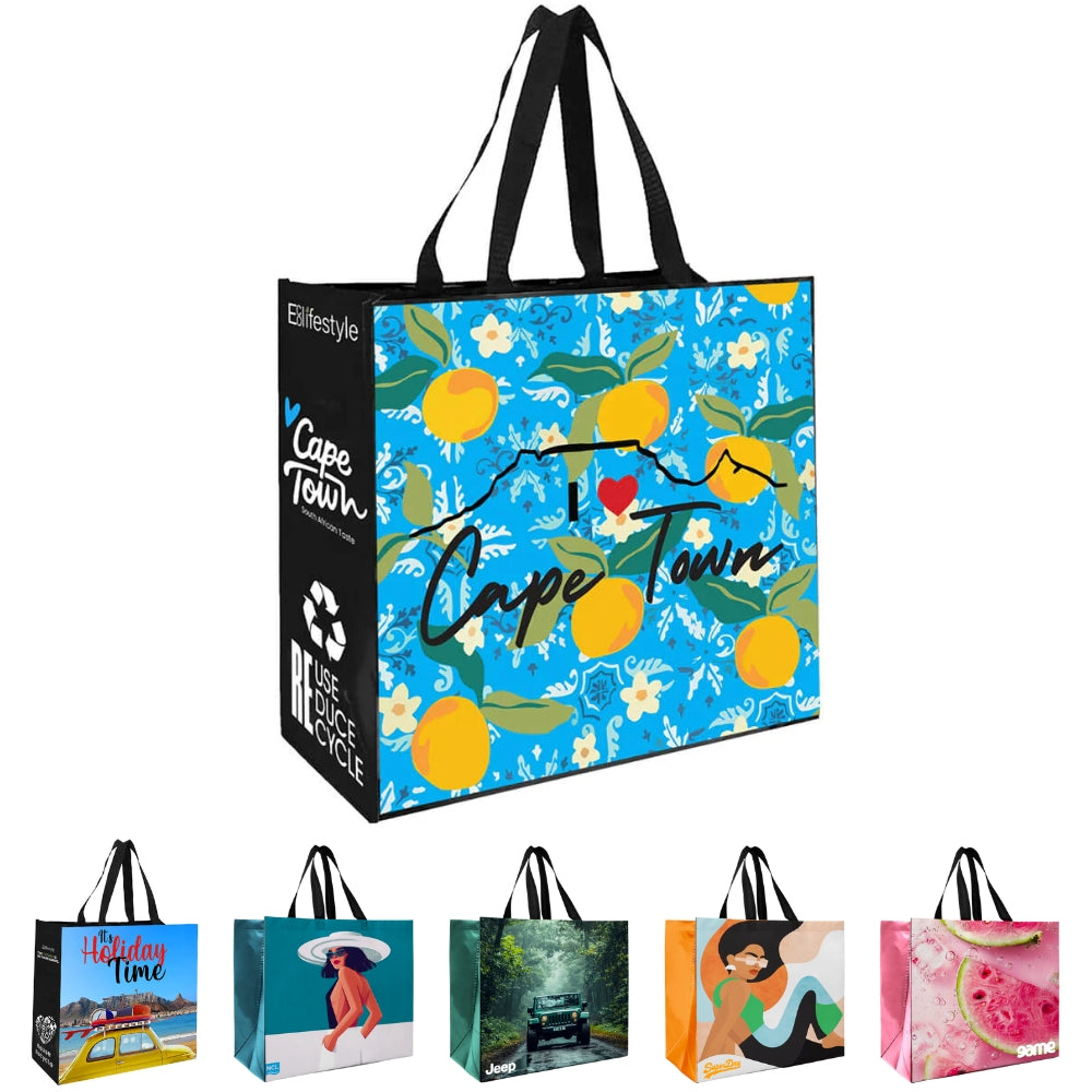 Urban Backwoods Reusable Cotton Shopping Bag - Hipster Shopper With Gabber Glitch Print