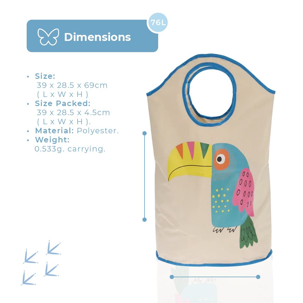 Bolsa de almacenamiento para ropa sucia con asas - 76 L