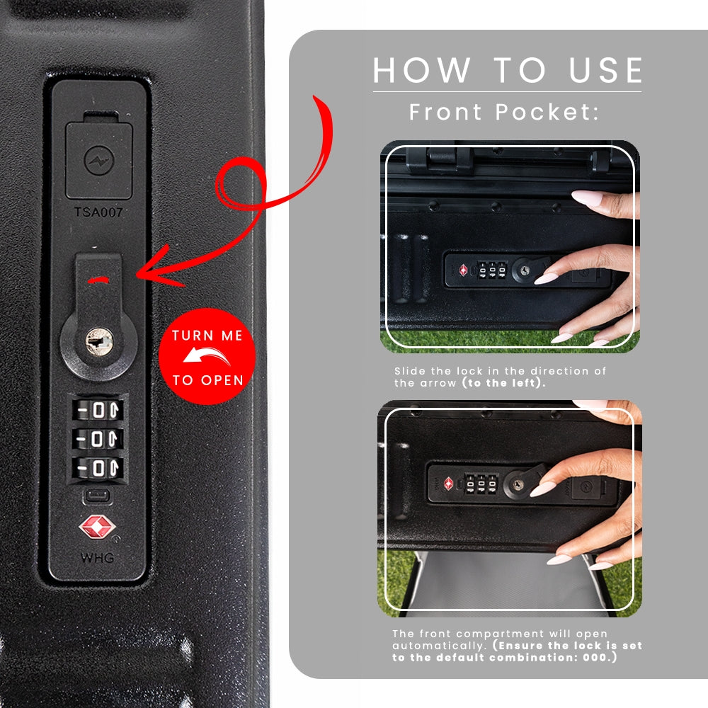 London Premium Zipper less Smart Hardshell Carry-On – Jet Black