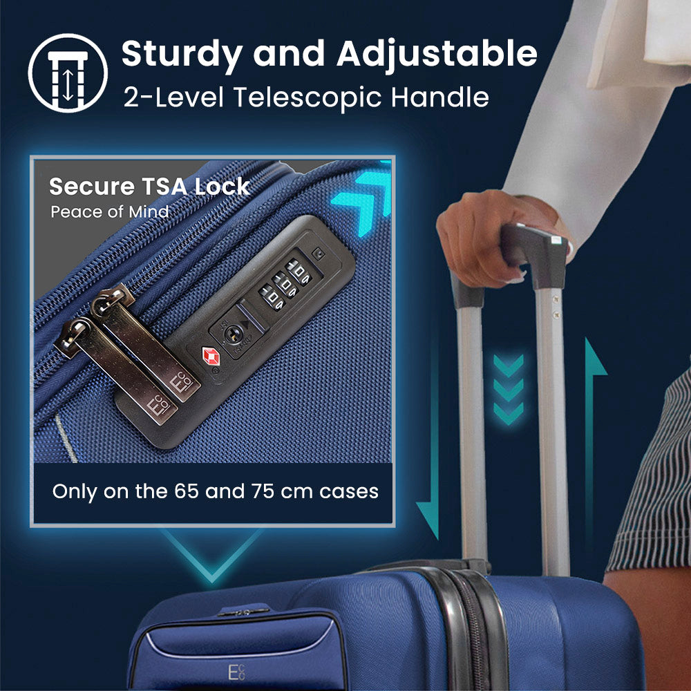 مجموعة حقائب سفر موناكو الناعمة، 4 قطع - أزرق داكن