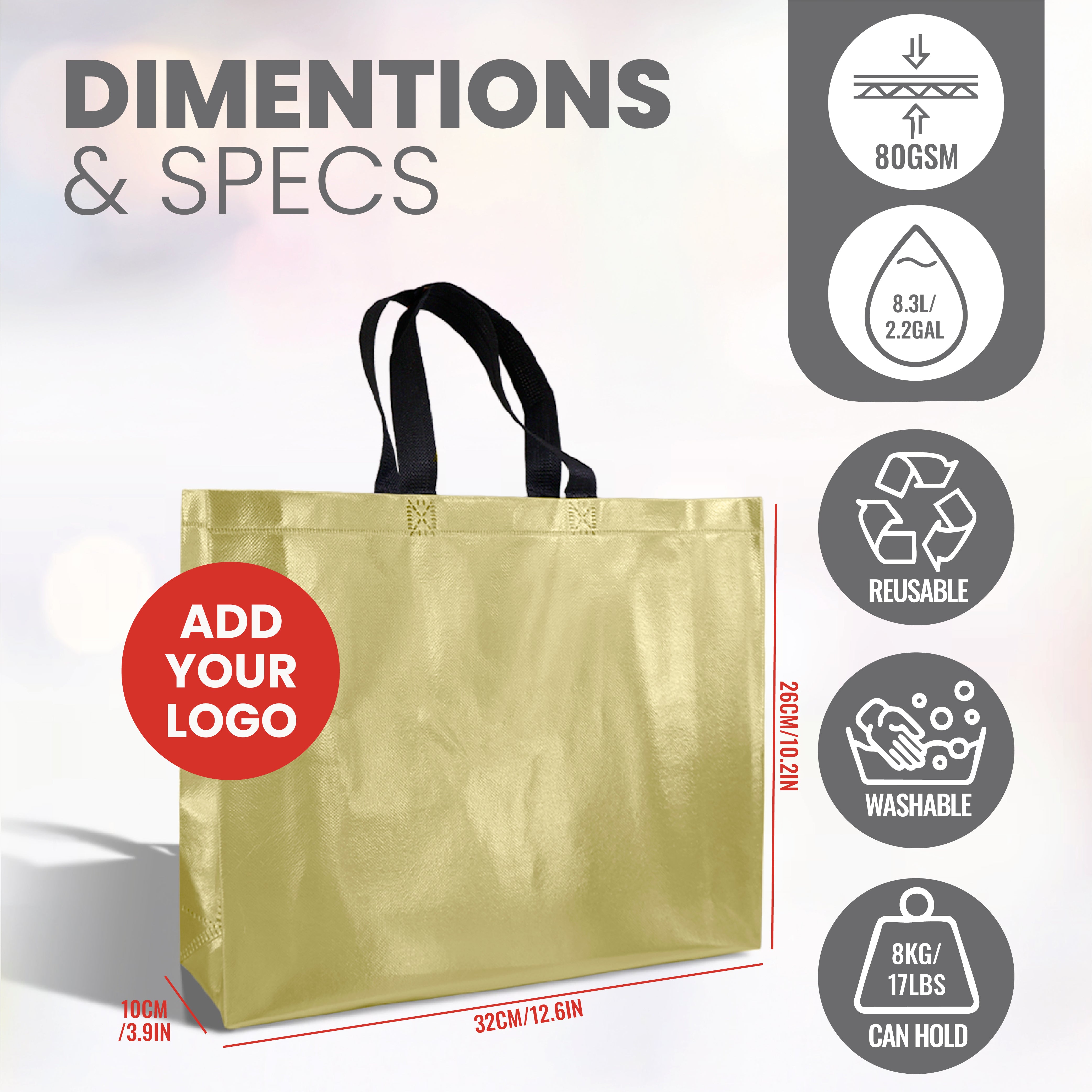 METB32 - S Assorted Reusable Laminated Metallic Gift Bag | 80GSM, 8.3L