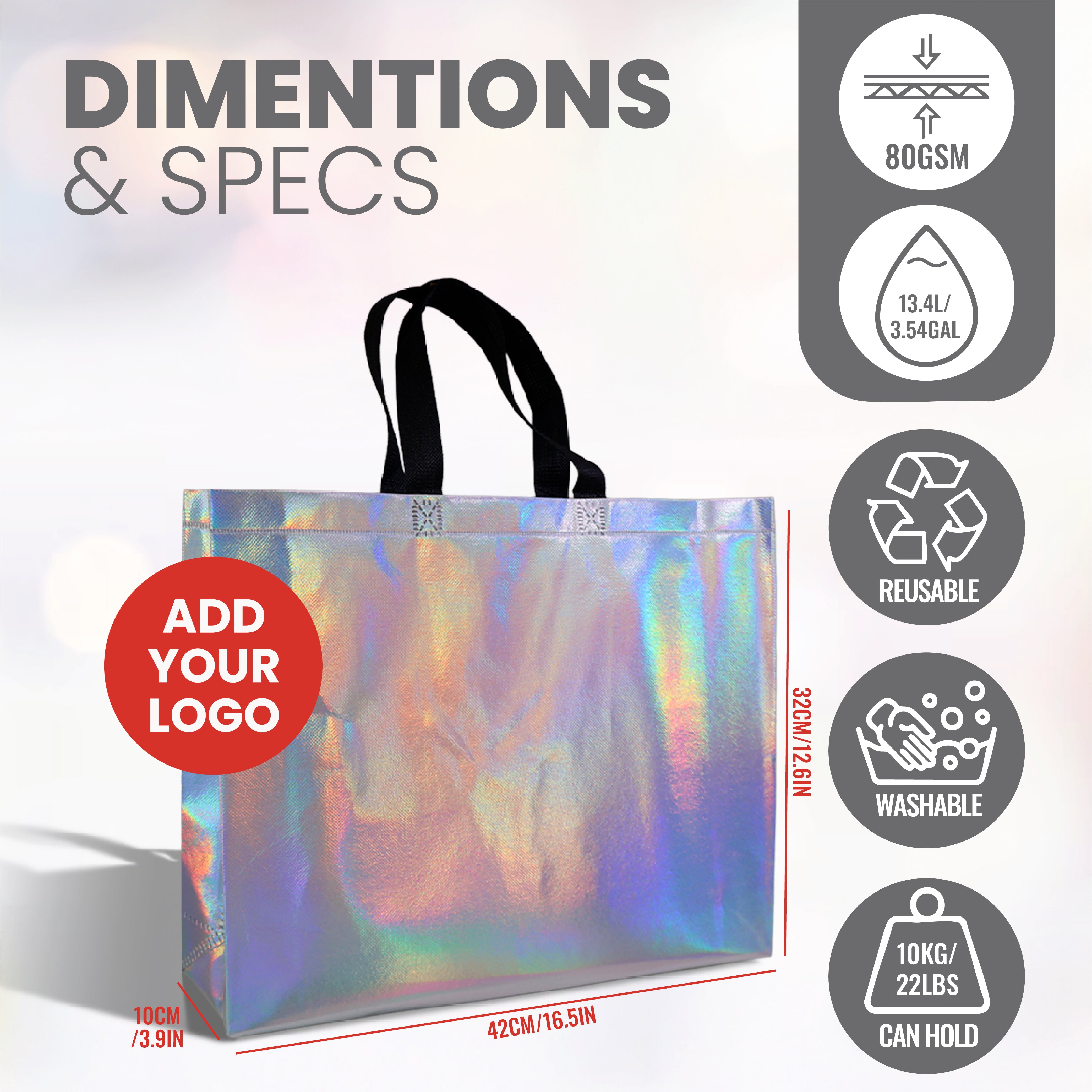 METB42 - M Assorted Reusable Laminated Metallic Gift Bag | 80GSM, 13L