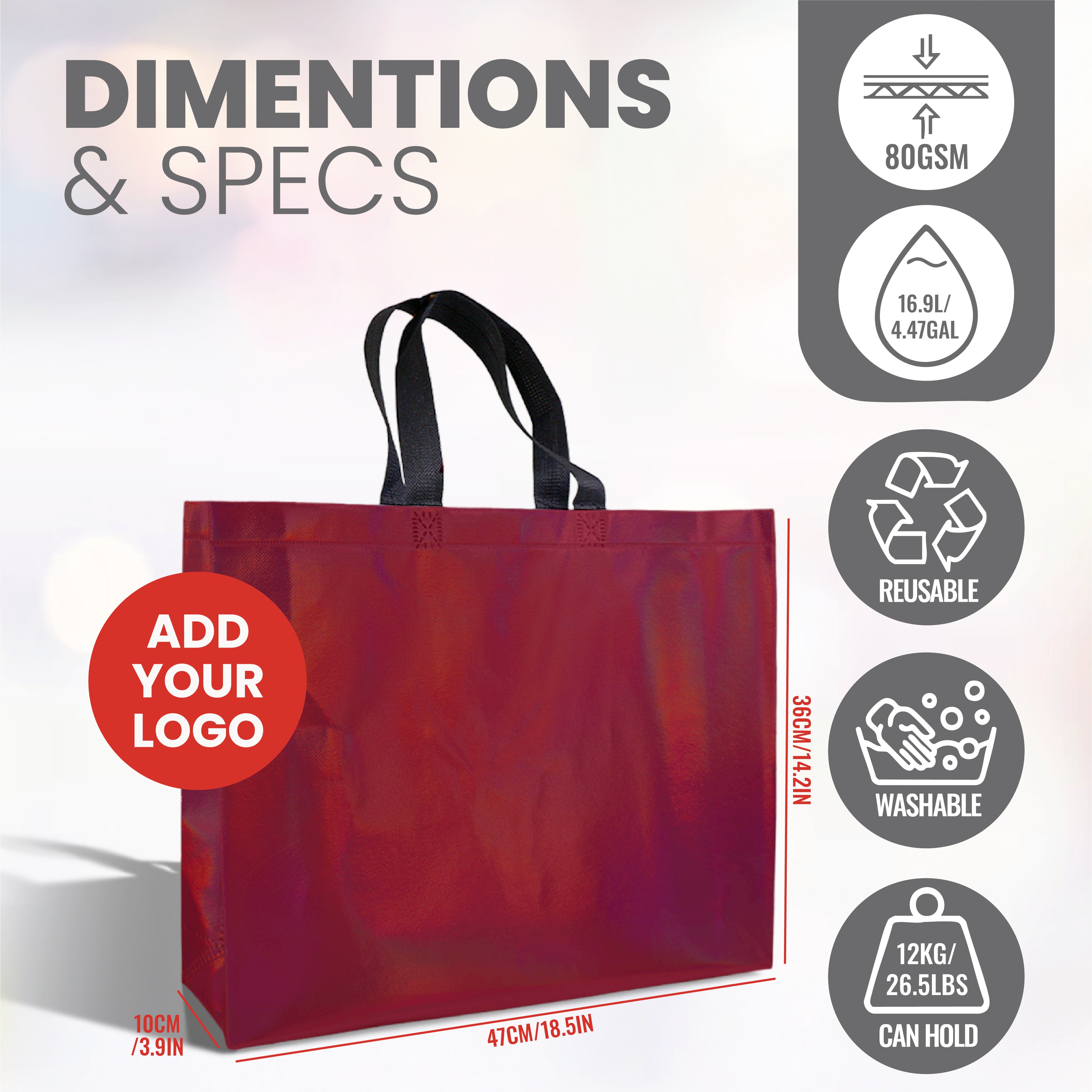 METB47 - L Assorted Reusable Laminated Metallic Gift Bag | 80GSM, 17L