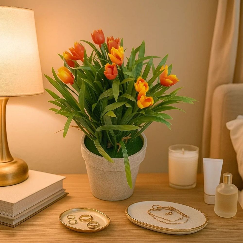 Artificial Plant Tulips in Paper Pot – 10x27cm (4 Assorted Colours)
