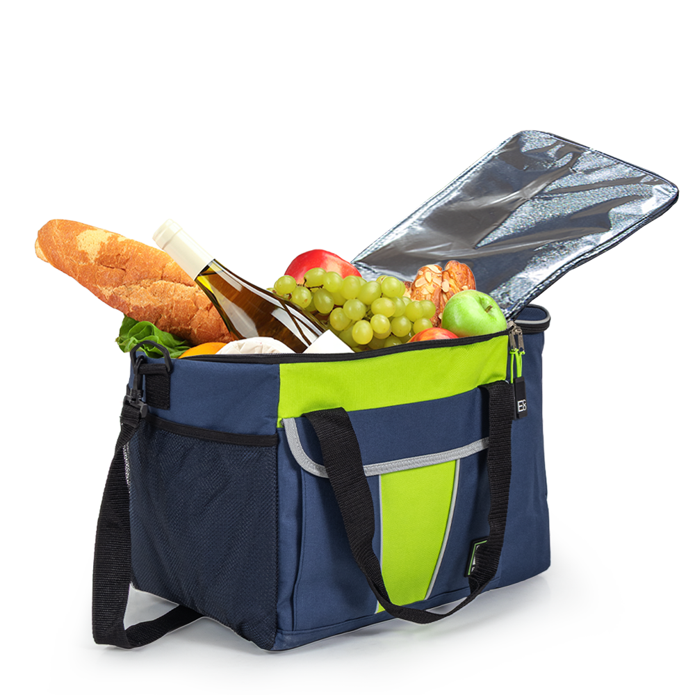 Bolsa térmica aislante con 2 bolsillos laterales y asas de transporte - 48 L