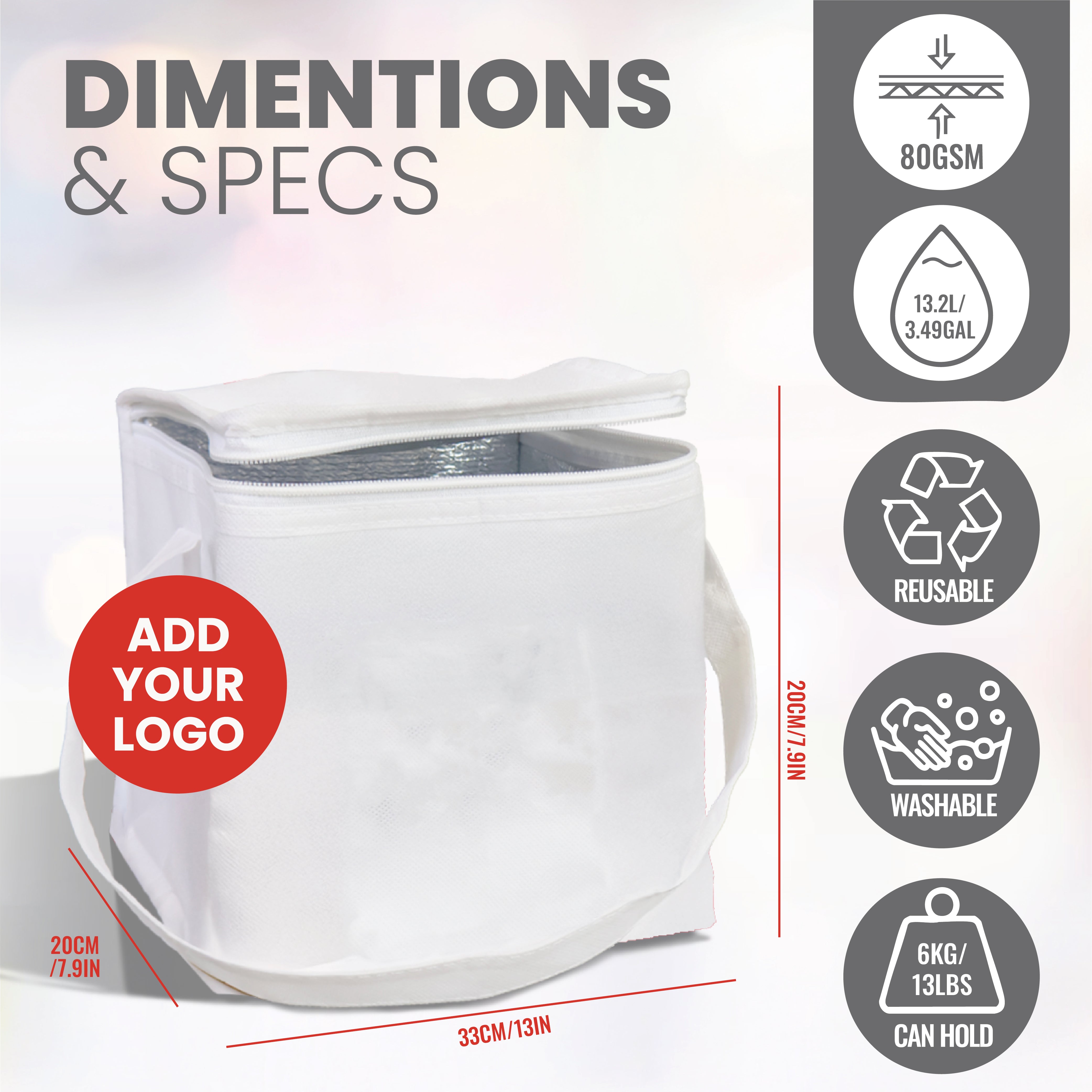 PX24 - Small Reusable Non-Woven Insulated Cooler Bag | 80GSM, 13L