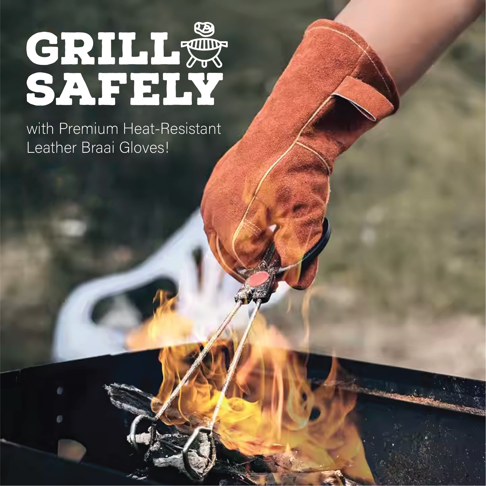 قفازات الشواء الجلدية الفاخرة، قفازات طهي مقاومة للحرارة (عبوة واحدة)