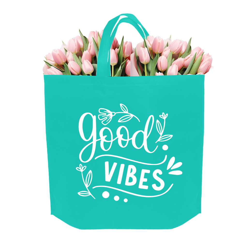 SHOP40 - Good Vibes Reusable Non-Woven Shopping Bag | 70GSM, 29L