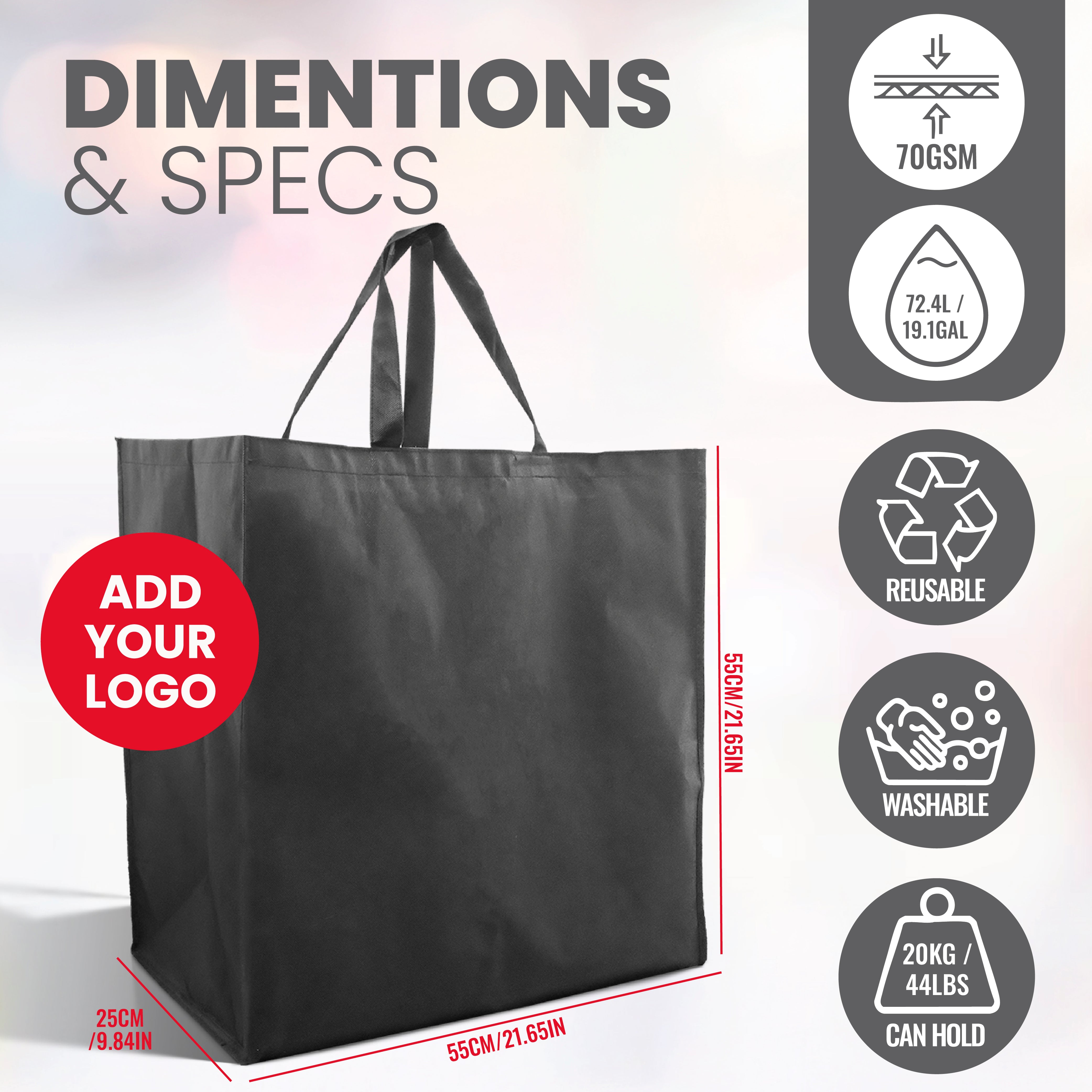 SHOP55 - XXL Reusable Non-Woven Shopping Bag | 70GSM, 76L