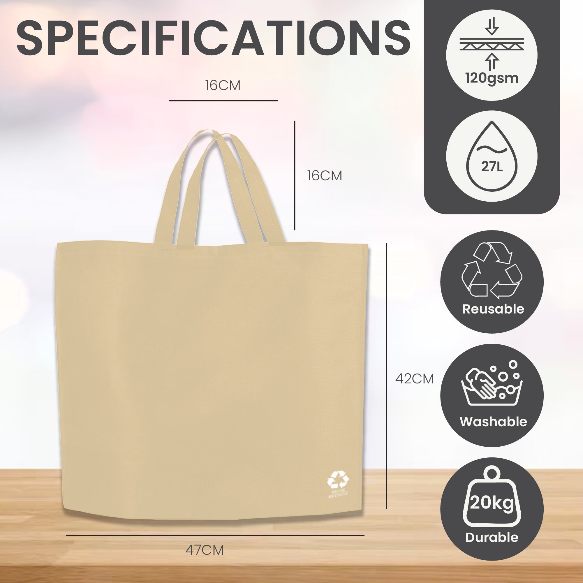 SHOP40 - Good Vibes Reusable Non-Woven Shopping Bag | 70GSM, 29L