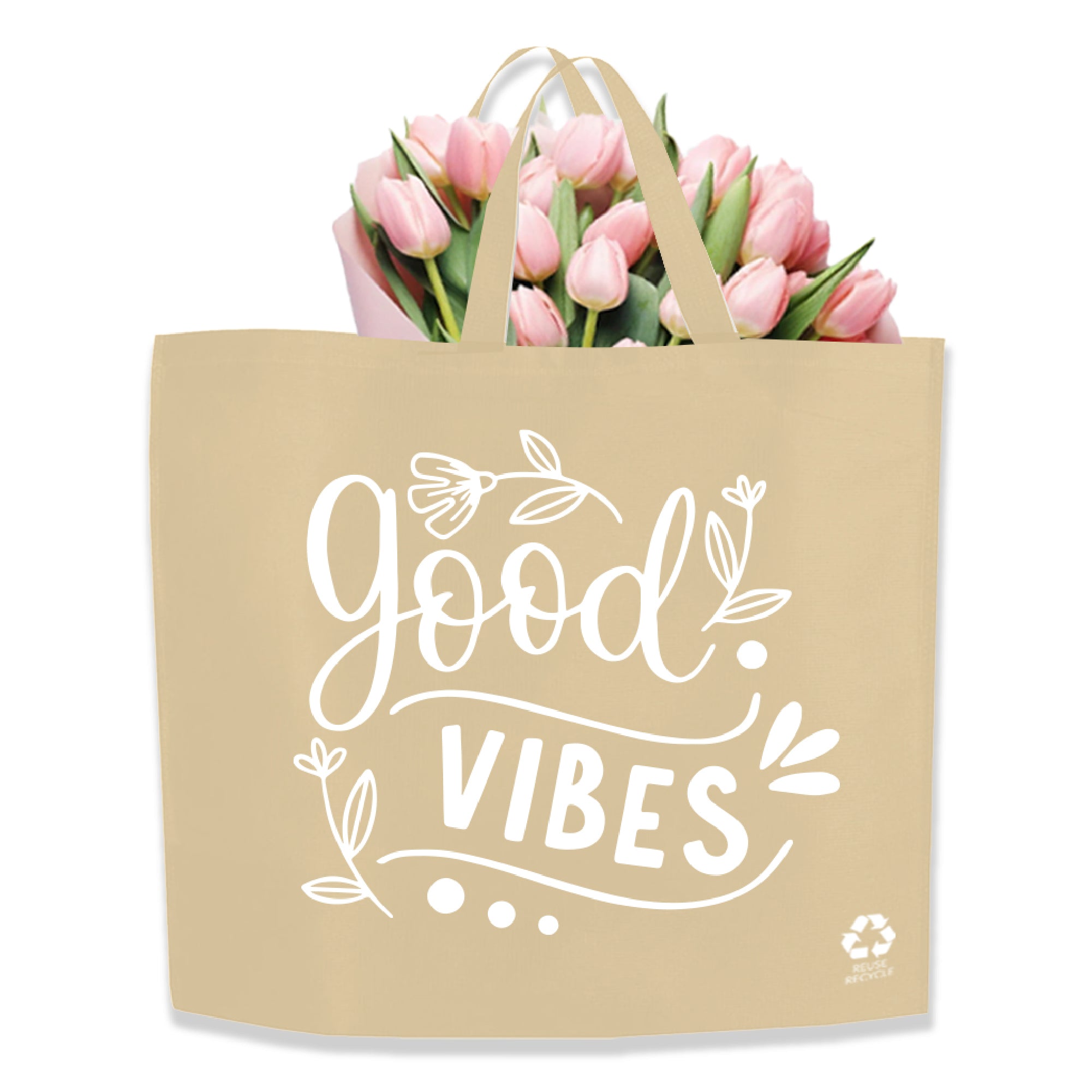 SHOP40 - Good Vibes Reusable Non-Woven Shopping Bag | 70GSM, 29L
