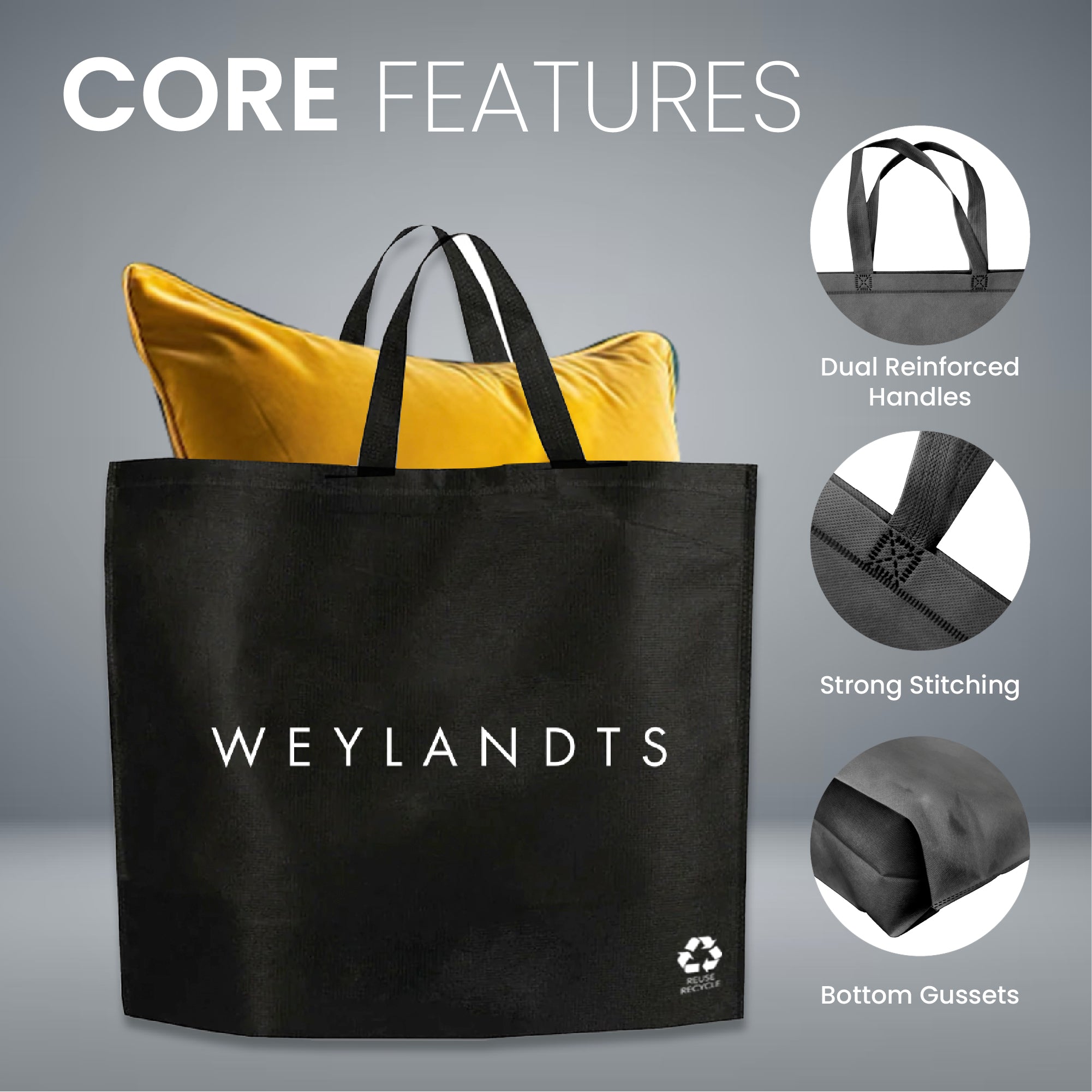 SHOP40_S - Large Reusable Non-Woven Shopping Bag | 70GSM, 29L