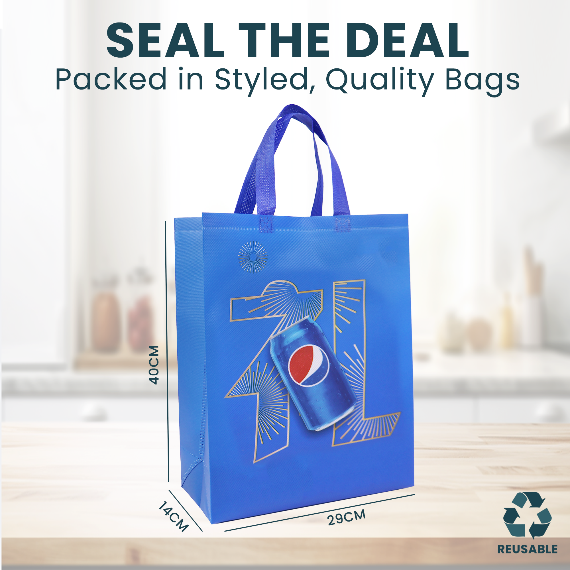 TA-B29 - Reusable Laminated Take Away Bag | 70GSM, 16L