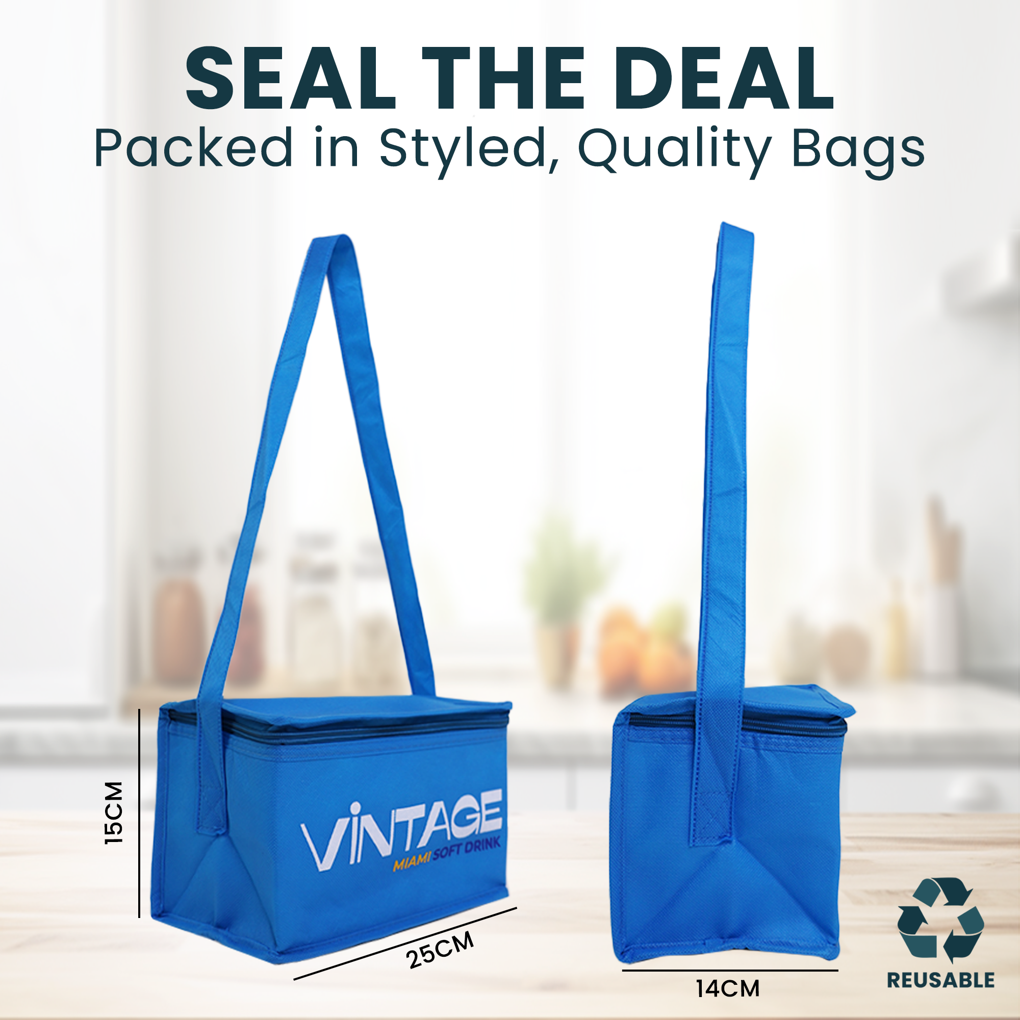 TA-C25 - Reusable Insulated Cooleer Bag with Zipper | 70GSM, 13L