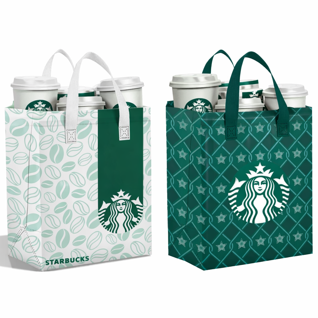 TA-S24 - Starbucks Reusable Laminated Takeaway Bag with Adhesive Seal | 70GSM, 12L