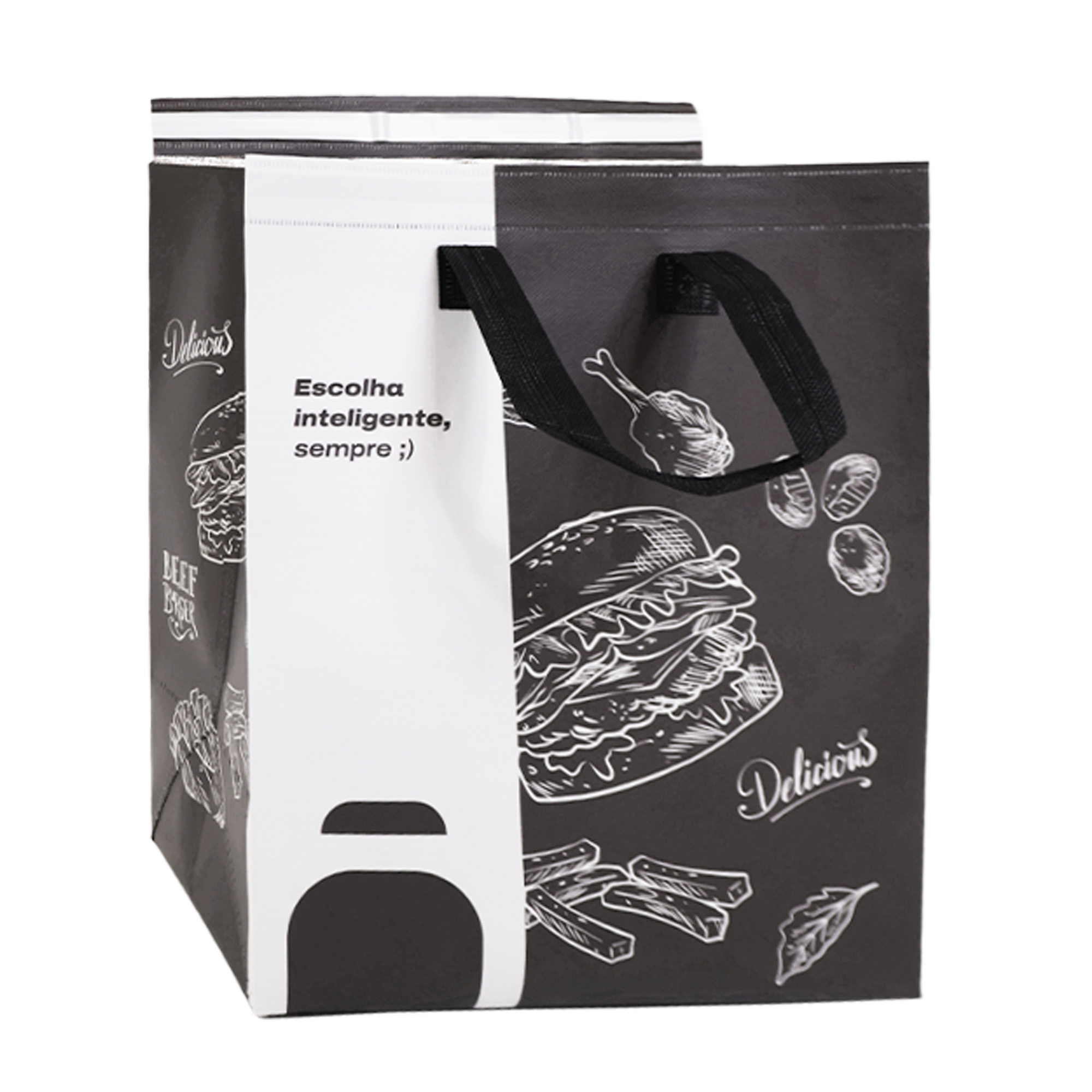 TA-S30 - Reusable Laminated Take Away Bag with Adhesive Seal | 70GSM, 21L