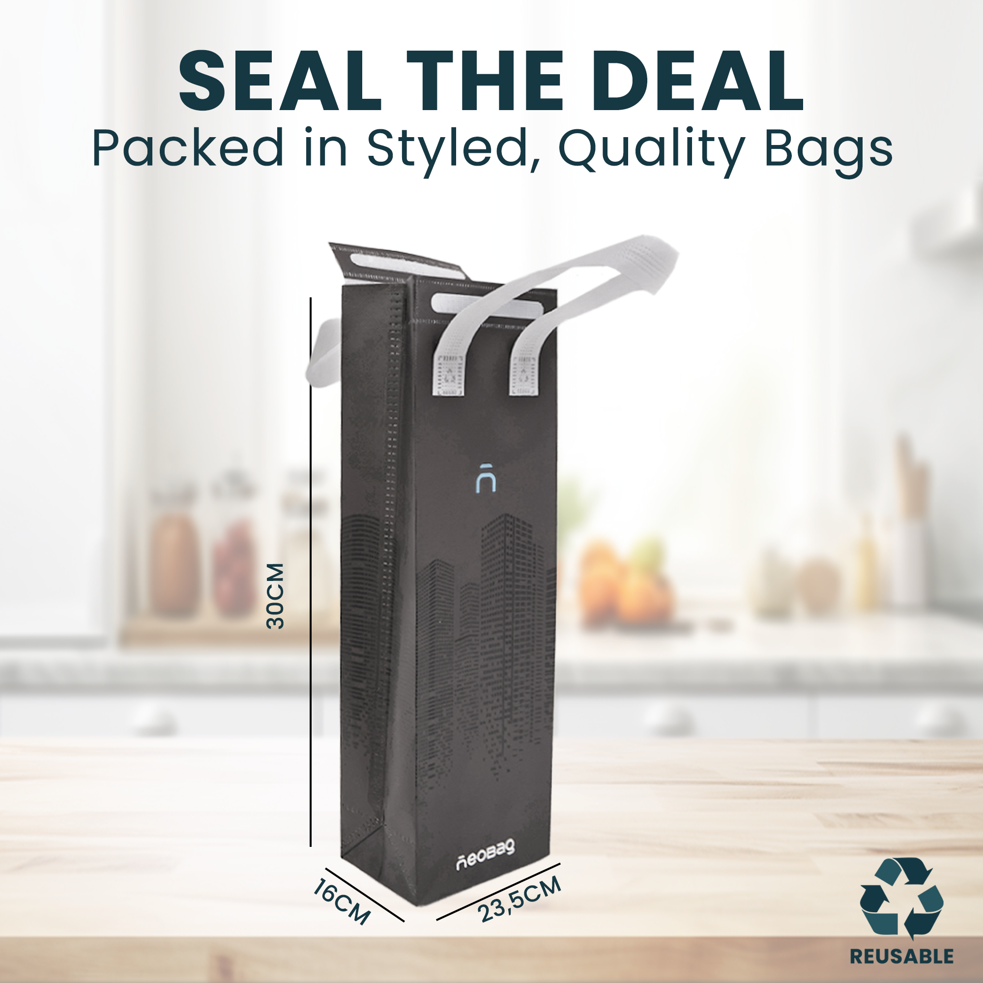 TA-V12 - Reusable Laminated Bottle Bag with Velcro Seal | 70GSM, 5L