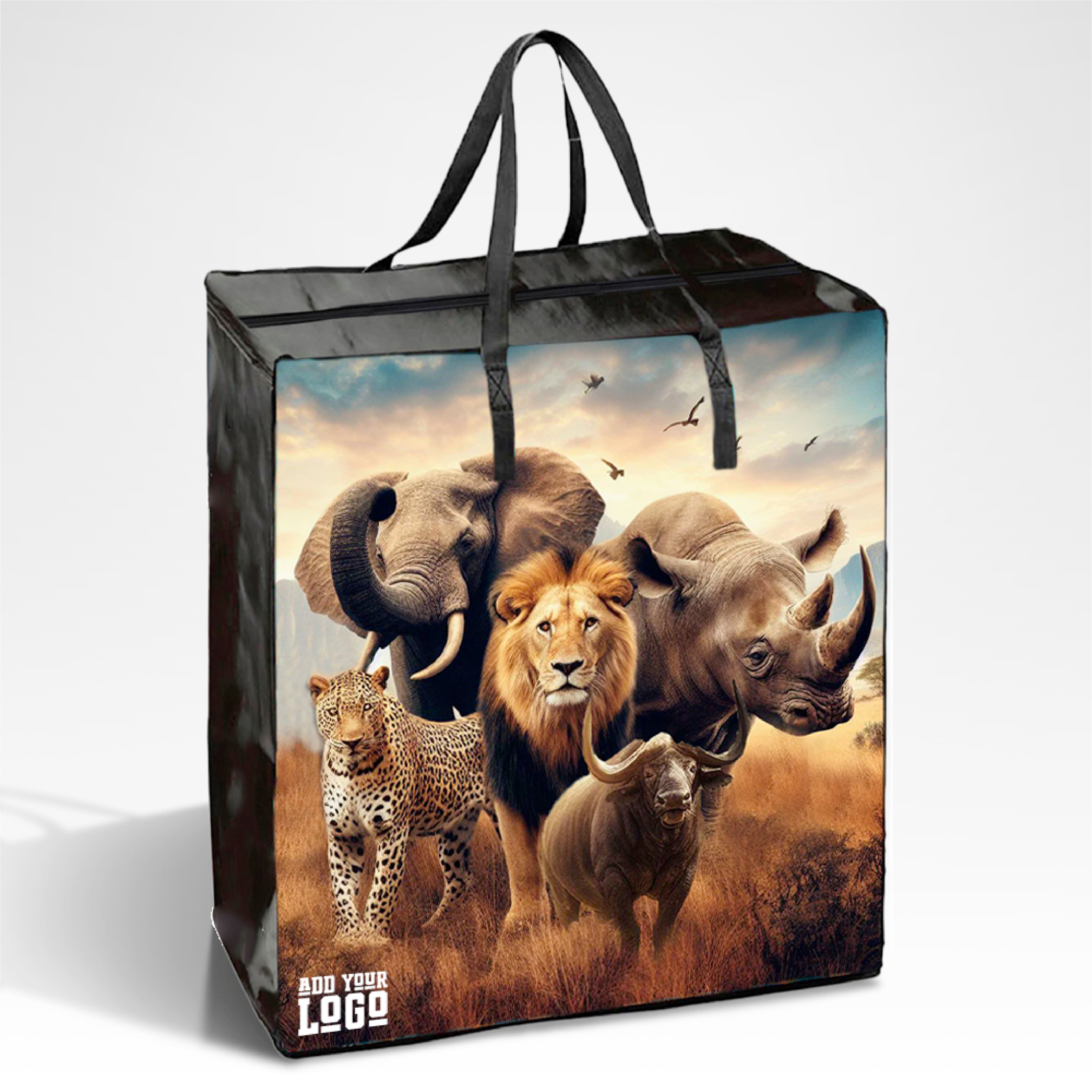 Bolsa de compras laminada reutilizable con cremallera | 120GSM, 35L