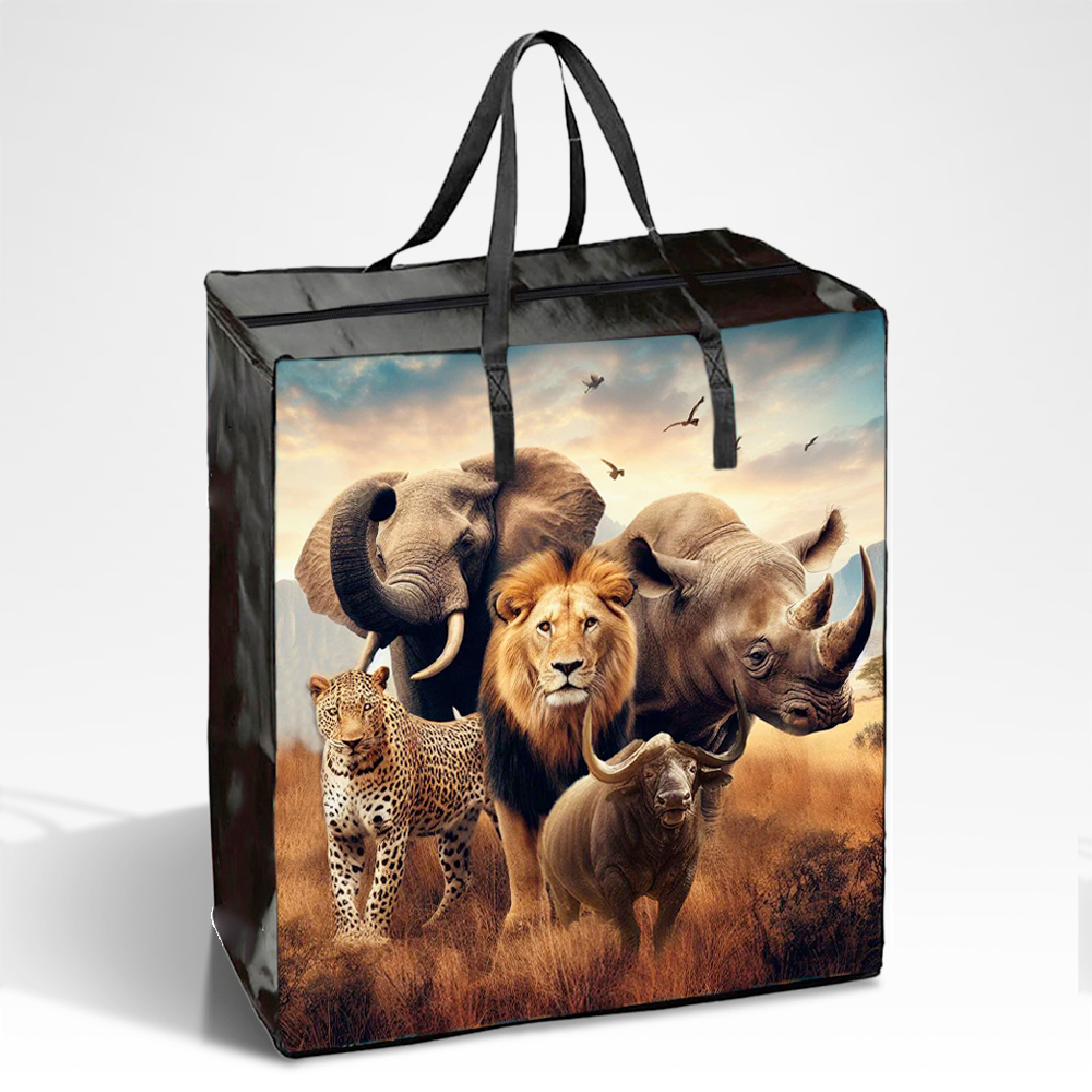 TAXI02 - Large Assorted Design Laminated Taxi Shopping Bag with Zipper | 120GSM, 56L