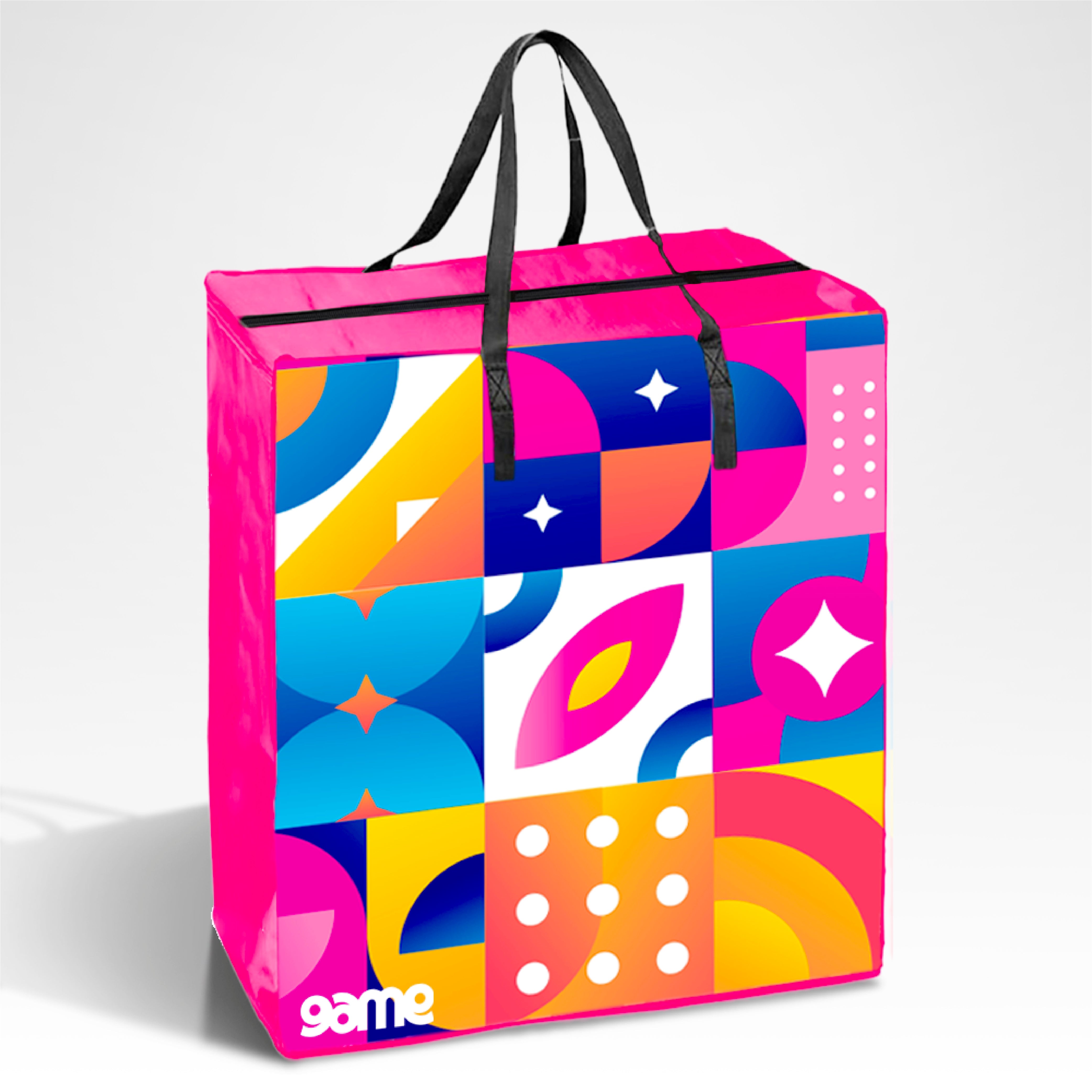 TAXI02 - Large Assorted Design Laminated Taxi Shopping Bag with Zipper | 120GSM, 56L