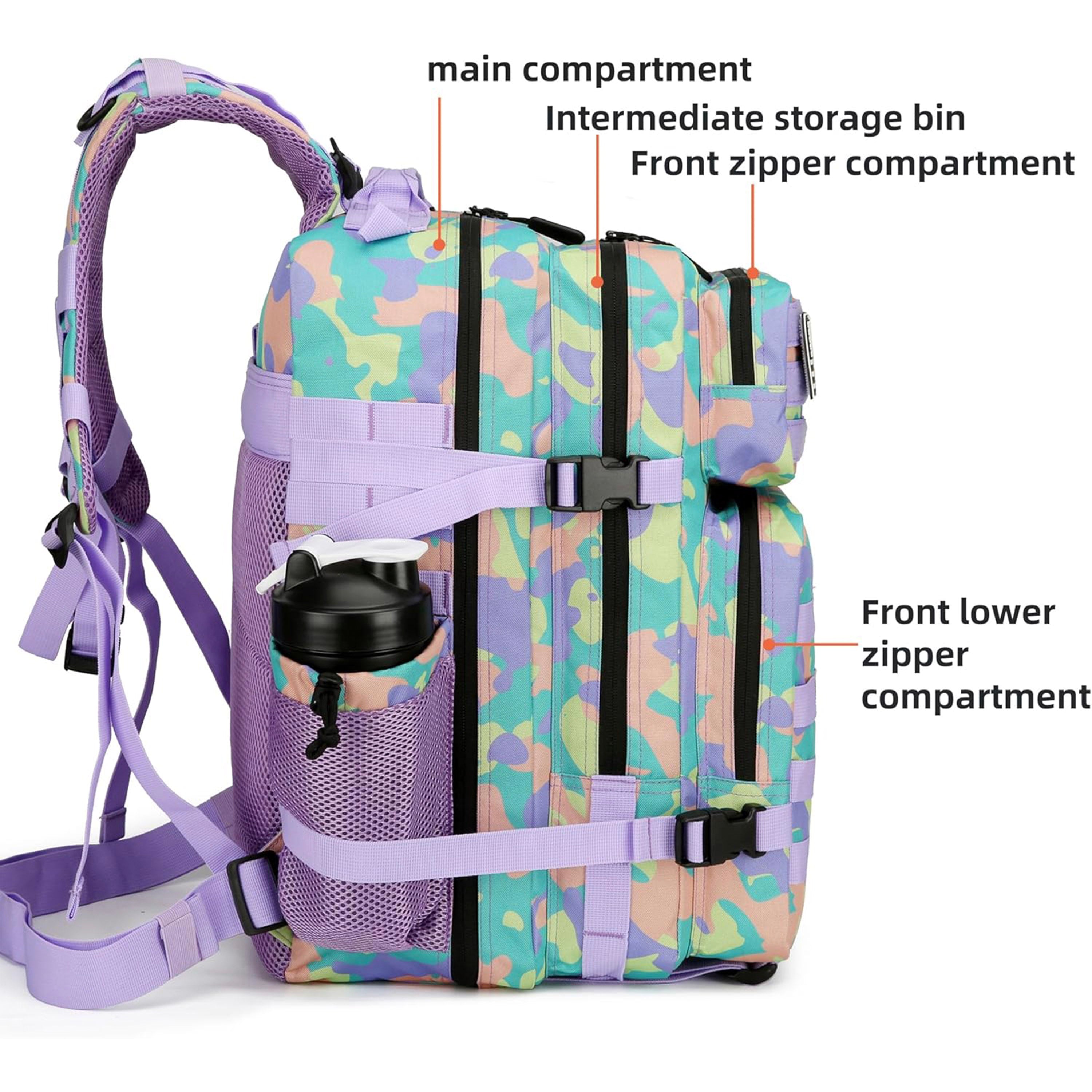 حقيبة ظهر تكتيكية مقاومة للماء بتصميم مموه - 28 لترًا