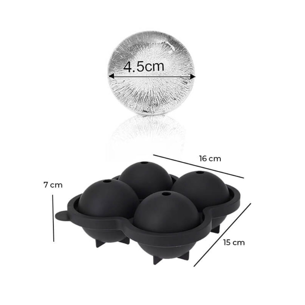 صينية مكعبات الثلج المستديرة - 4 مكعبات