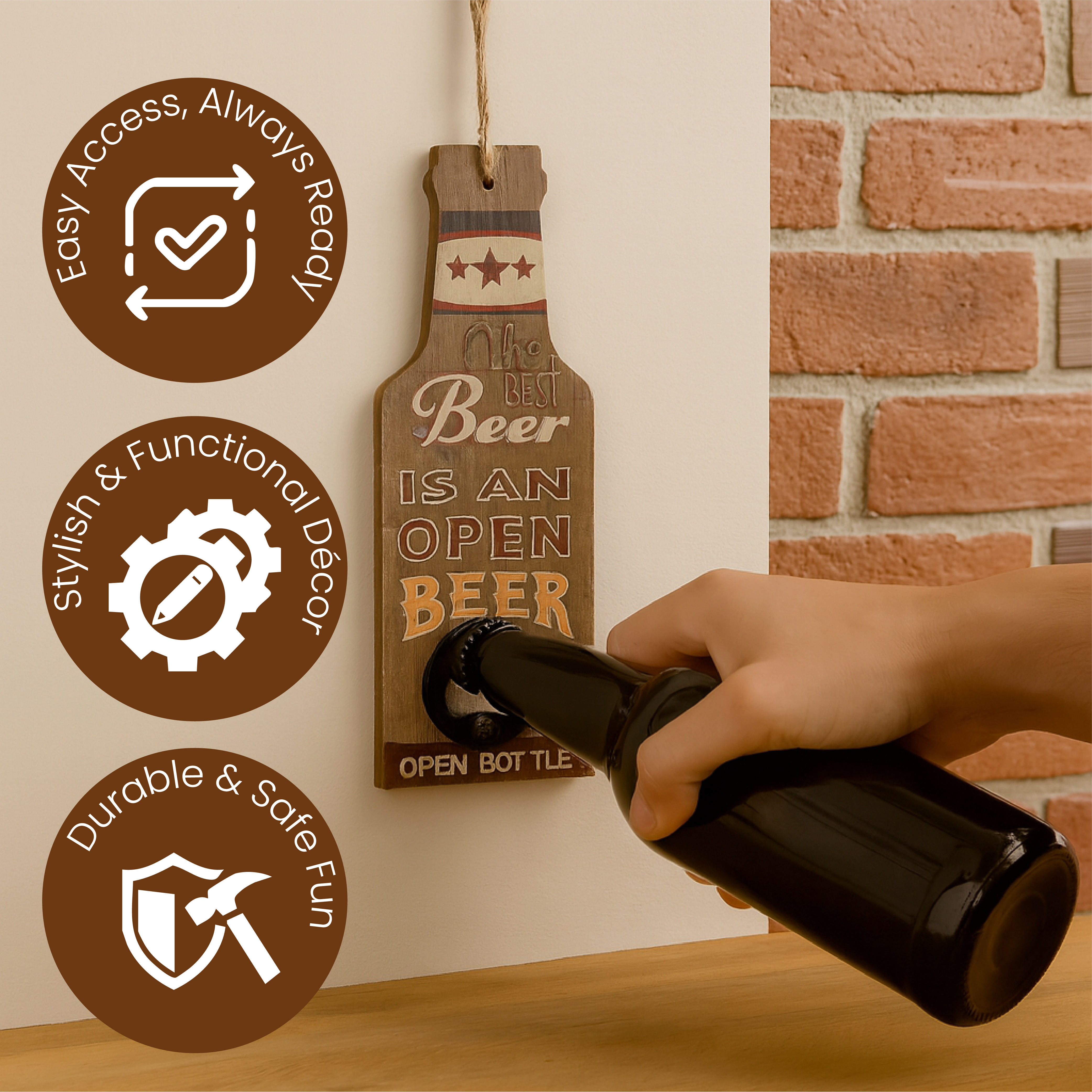Beer Bottle Opener with String for Wall Hanging
