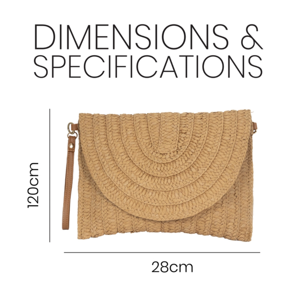 ZY-003 – Woven Straw Clutch Bag | Natural Paper Straw with Polyester Lining