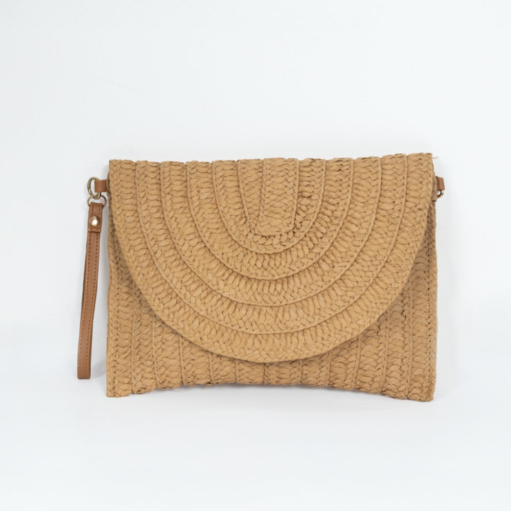 ZY-003 – Woven Straw Clutch Bag | Natural Paper Straw with Polyester Lining