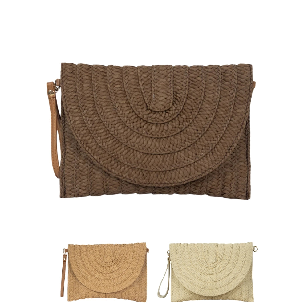 ZY-003 – Woven Straw Clutch Bag | Natural Paper Straw with Polyester Lining