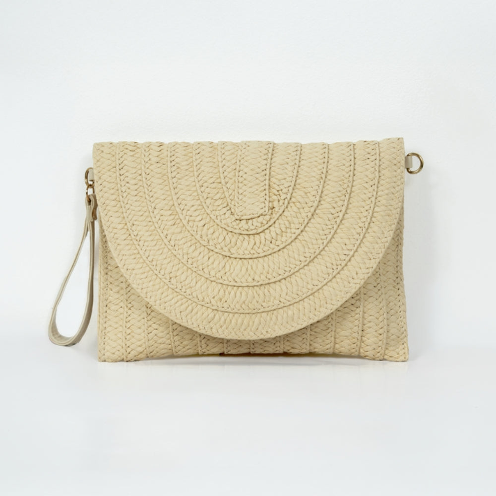 ZY-003 – Woven Straw Clutch Bag | Natural Paper Straw with Polyester Lining