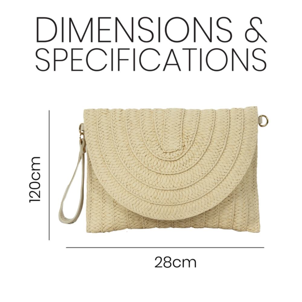 ZY-003 – Woven Straw Clutch Bag | Natural Paper Straw with Polyester Lining