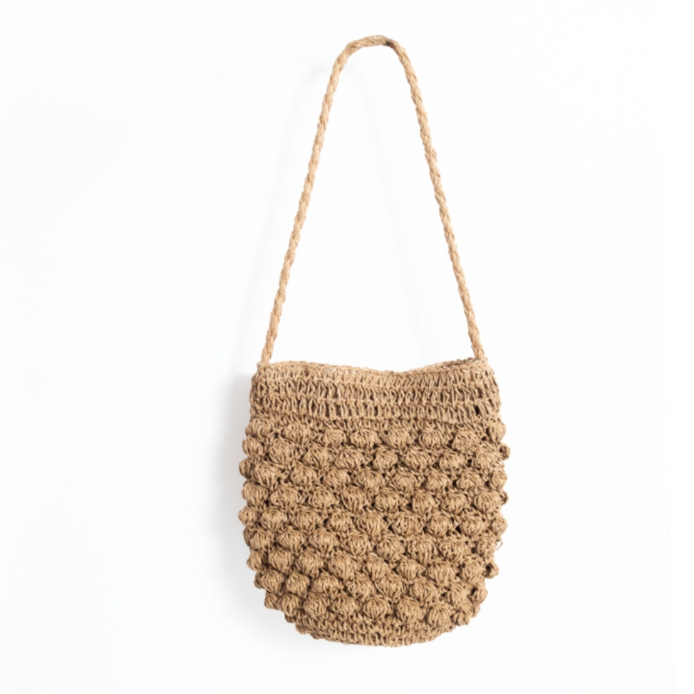 ZY-016 – حقيبة كتف من القش المنسوج | تصميم فقاعي مزخرف