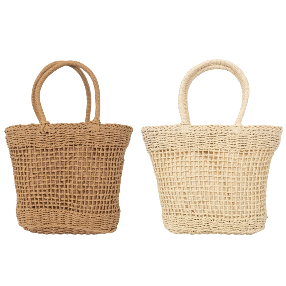 ZY-018 - Straw Tote Bag | Natural Paper Straw with Polyester Lining – Rustic Design