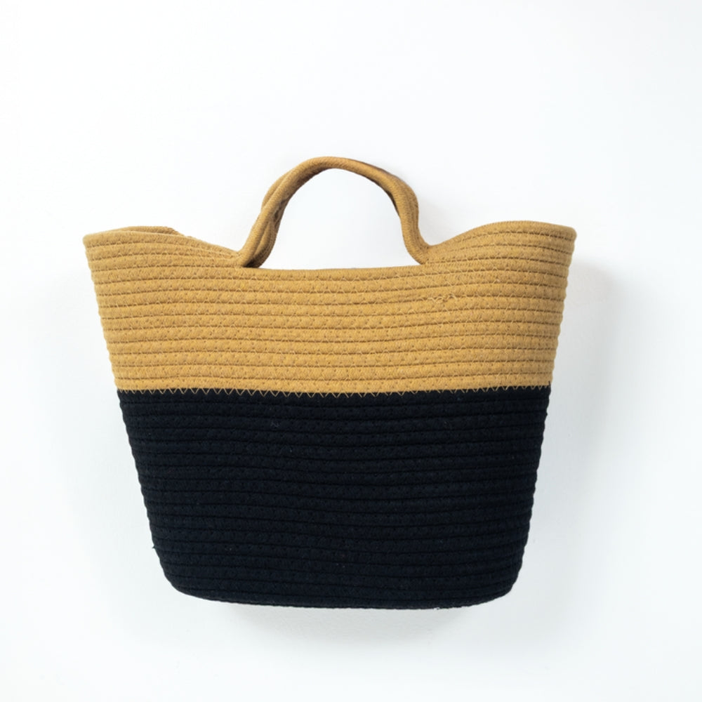 ZY-035 – حقيبة يد من القش المنسوج بلونين | تصميم عصري أنيق