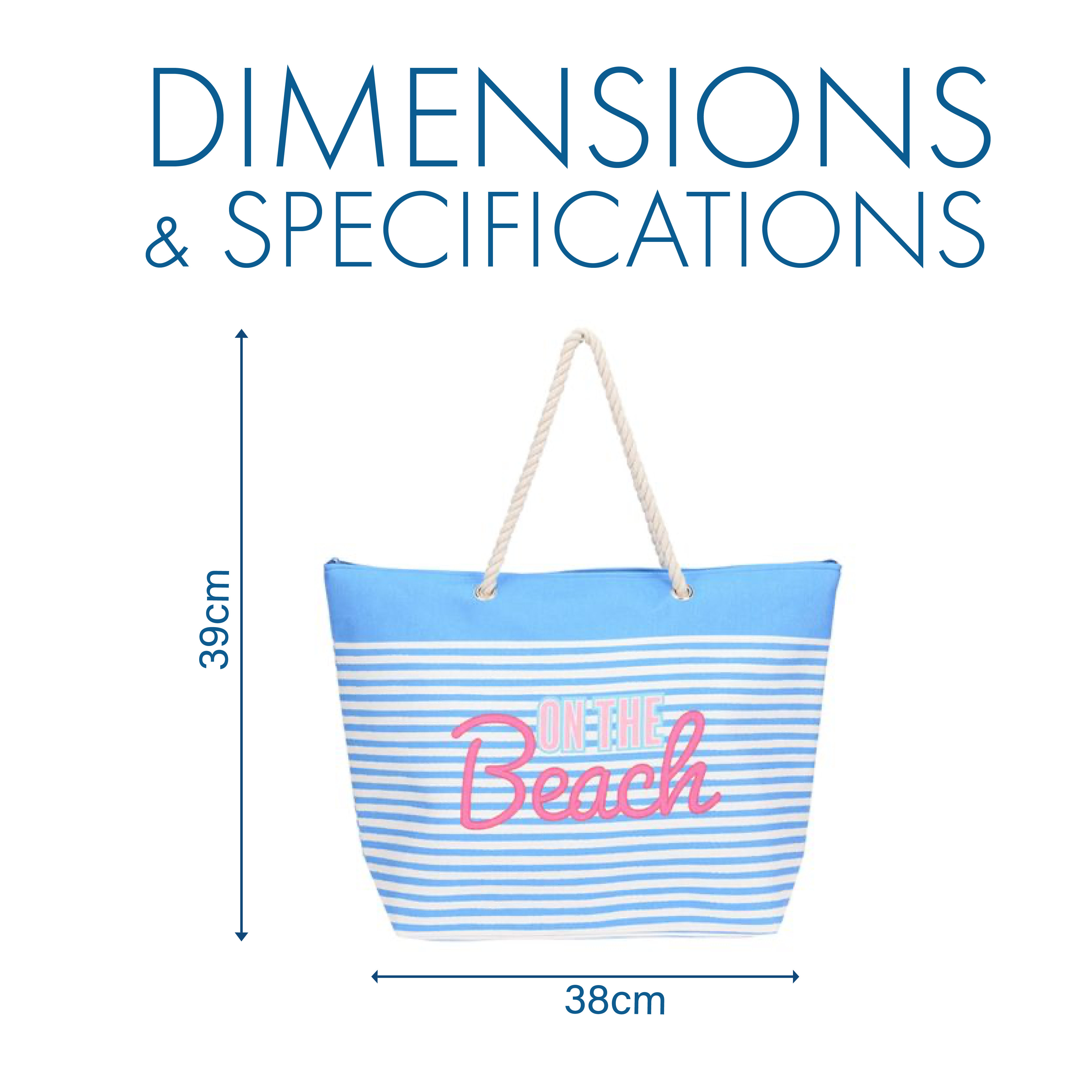 حقيبة شاطئ مخططة بمقابض حبلية