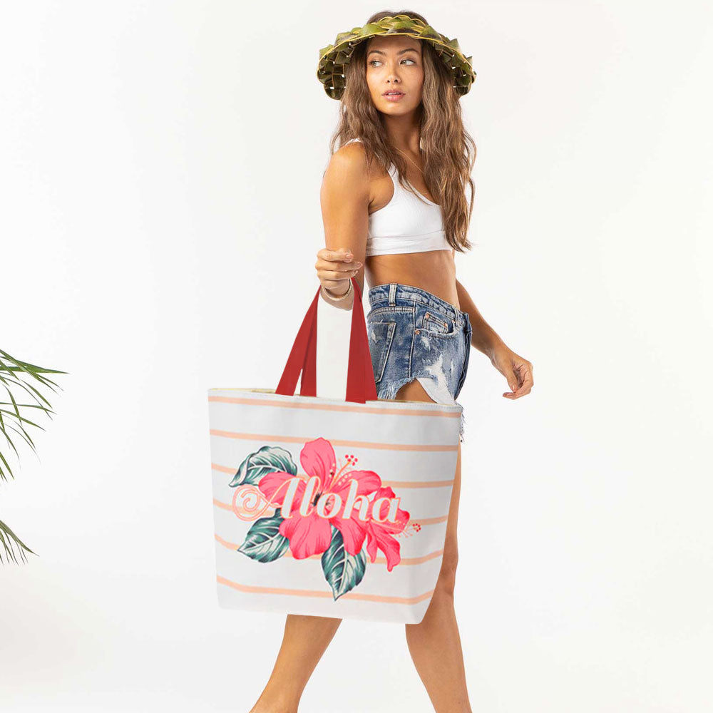 Bolso de Playa con Estampado Aloha y Diseño Floral