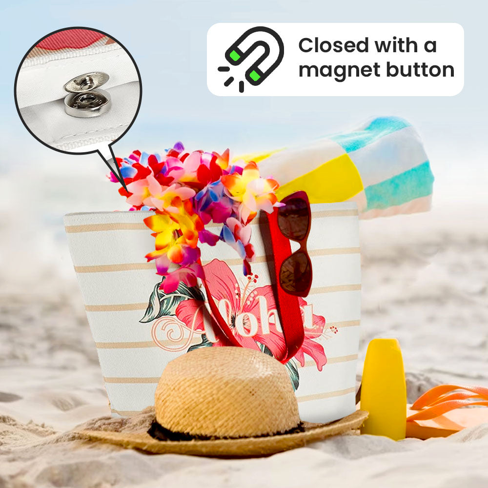 Bolso de Playa con Estampado Aloha y Diseño Floral