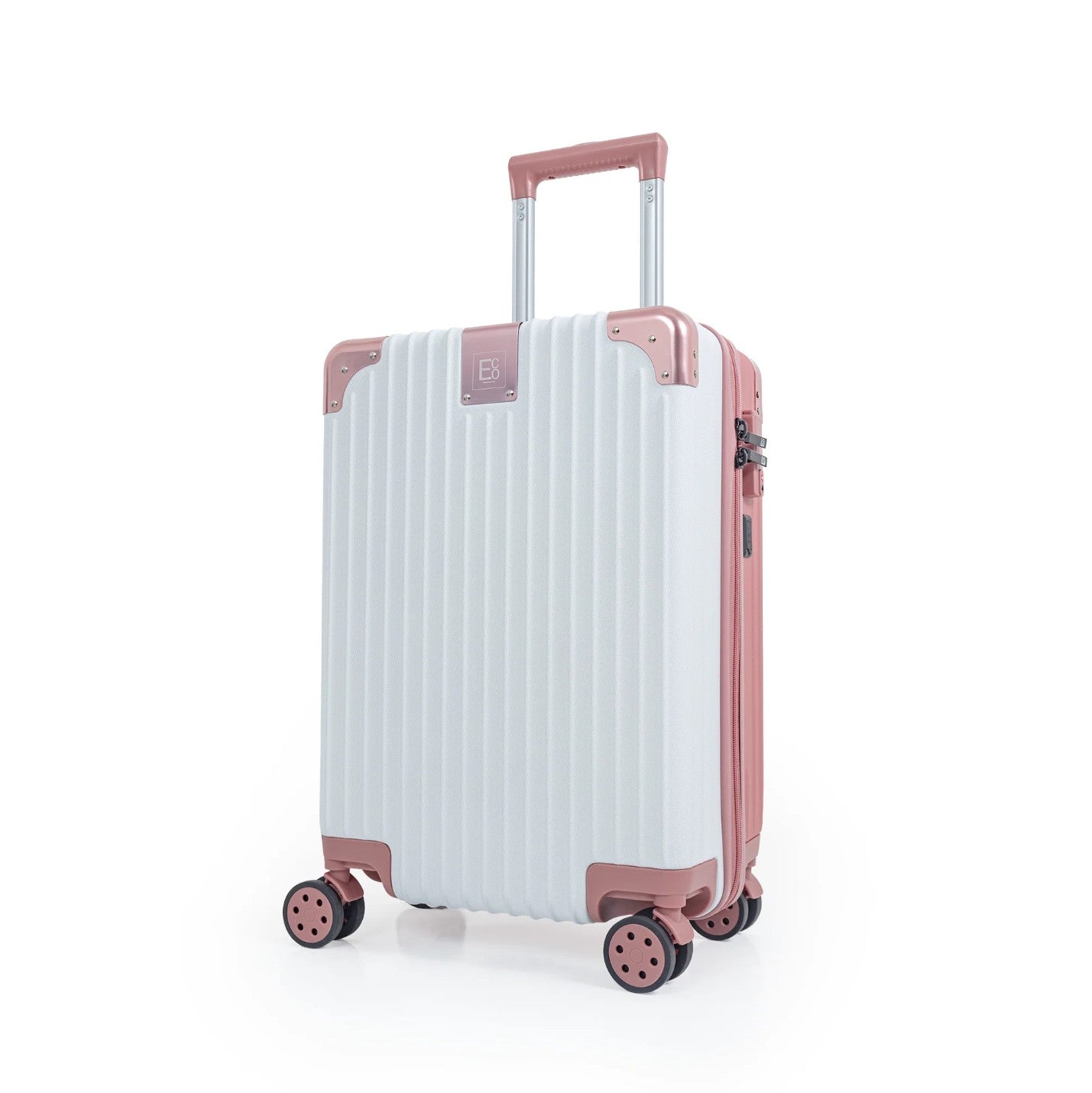 Berlin Anti-Theft Luggage Hardshell Suitcases Set of 2 with Cover - Rose Gold and Cream