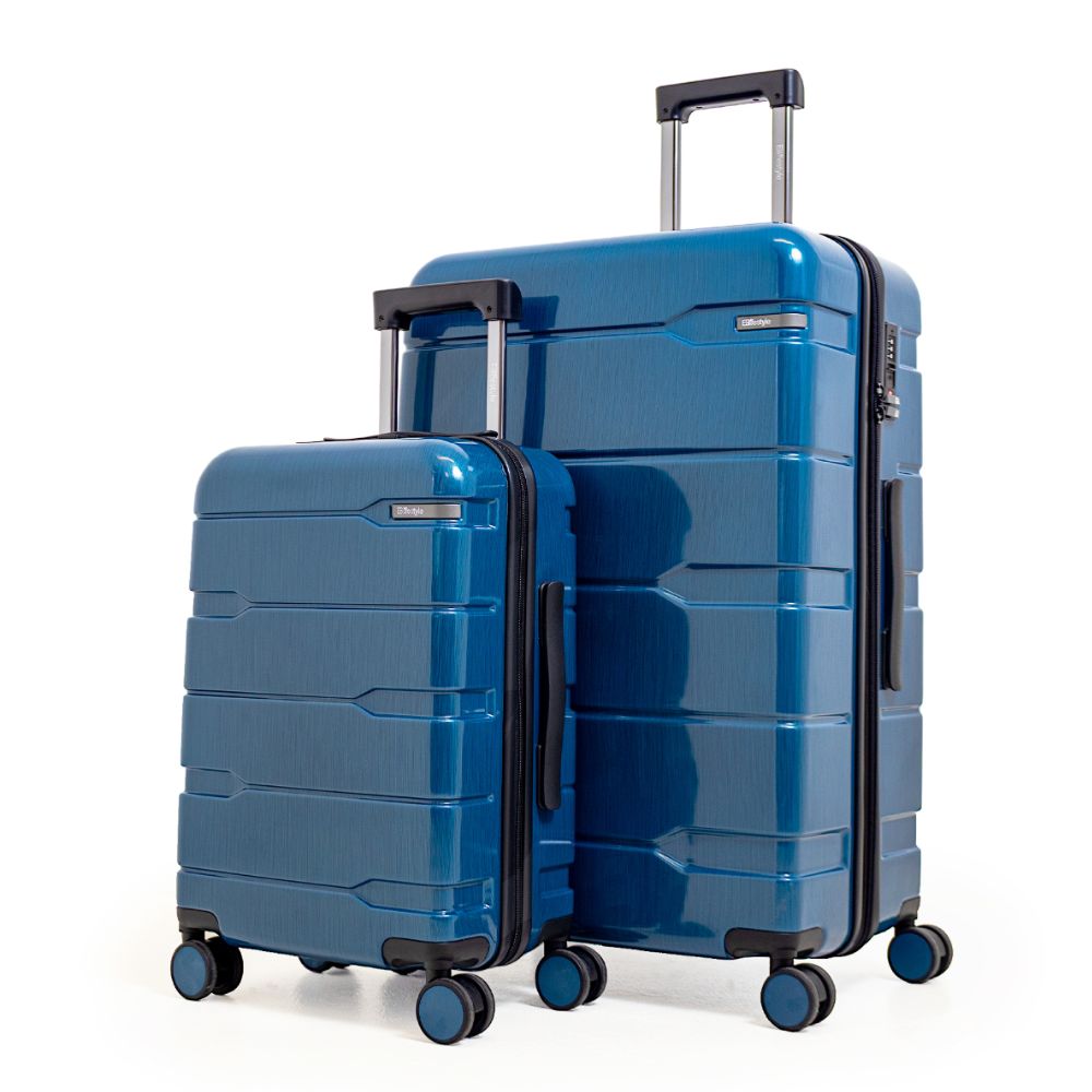 Cyprus Blue Hardshell Luggage Set - Reflective Metallic Design - 2 Pieces