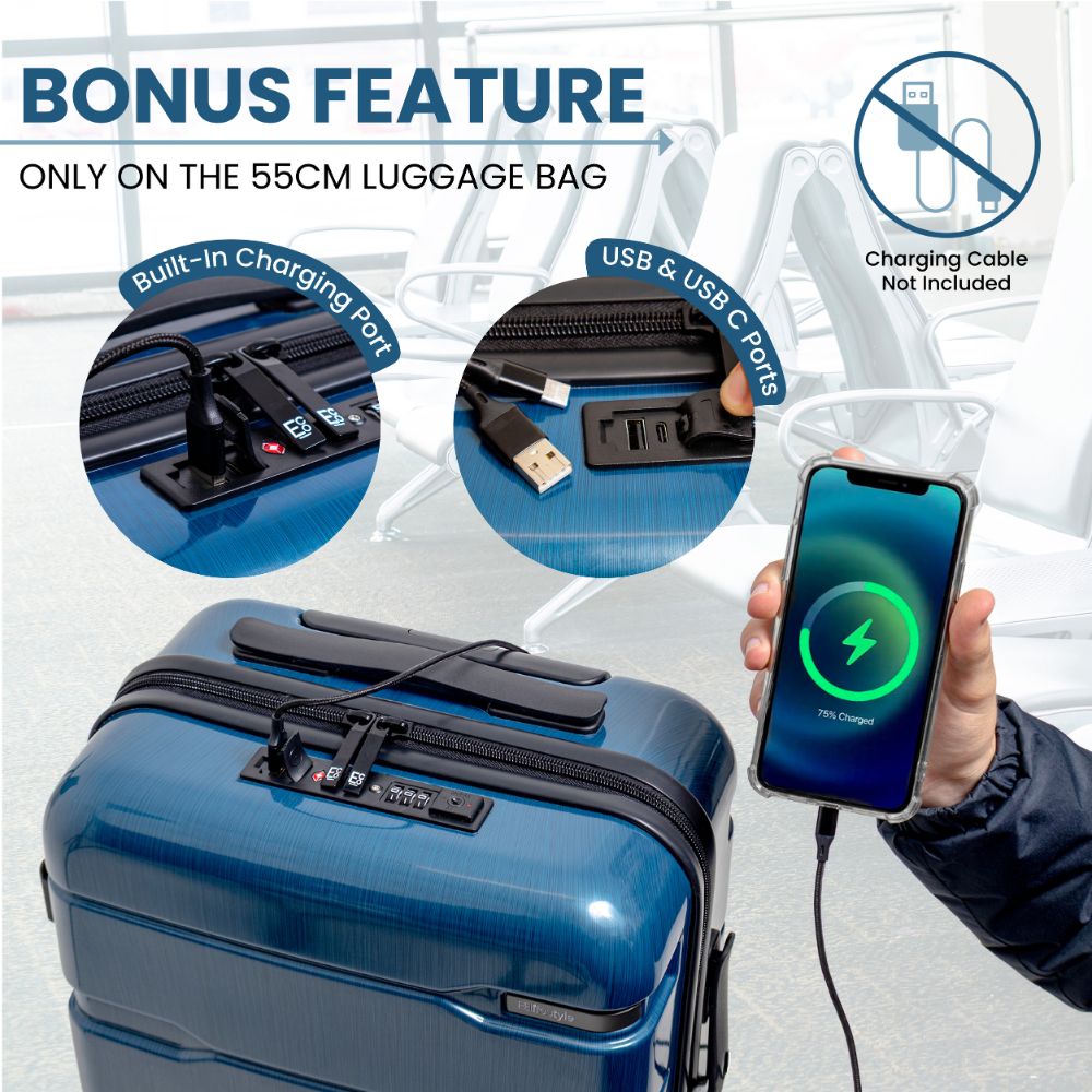 Cyprus Blue Hardshell Luggage Set - Reflective Metallic Design - 2 Pieces