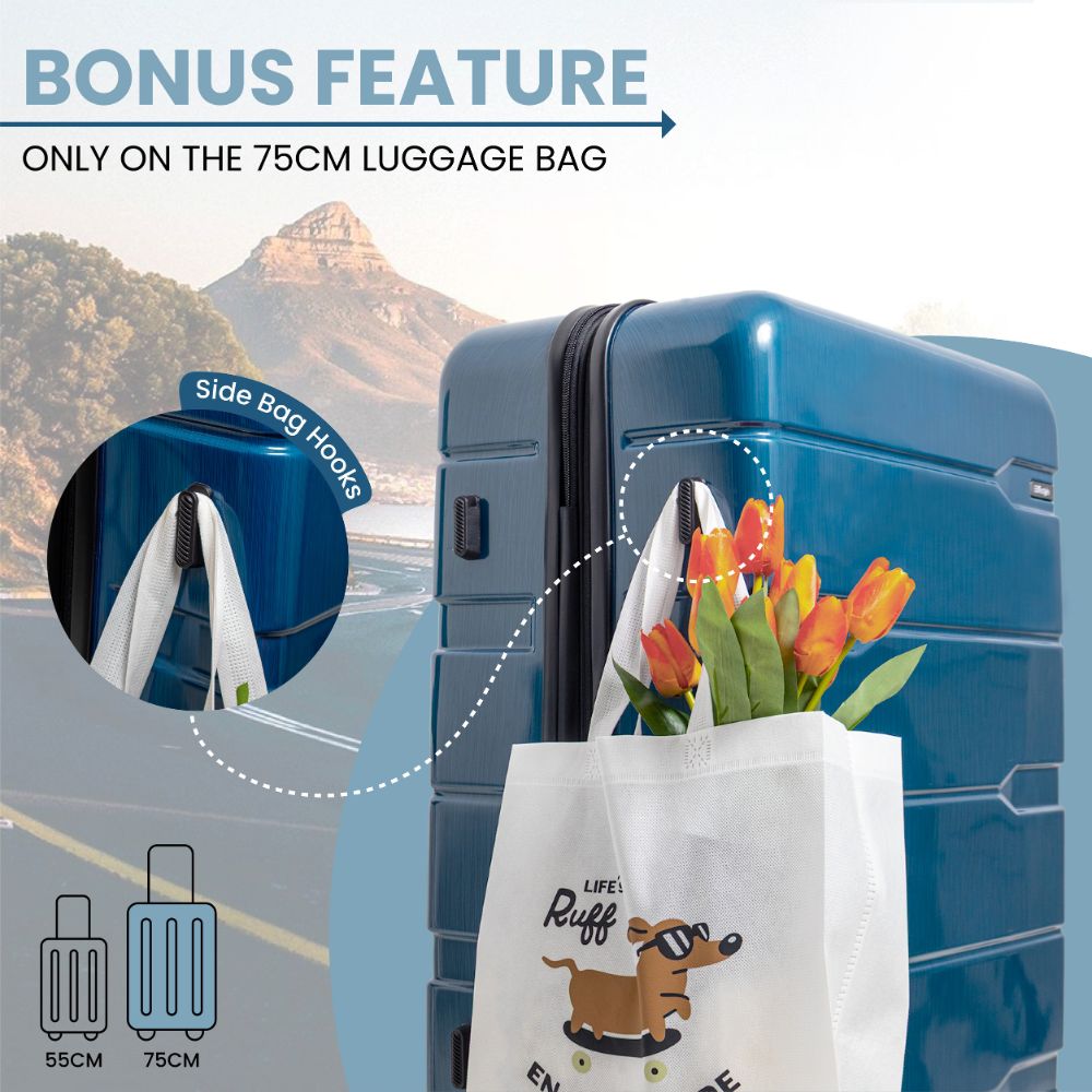 Cyprus Blue Hardshell Luggage Set - Reflective Metallic Design - 2 Pieces