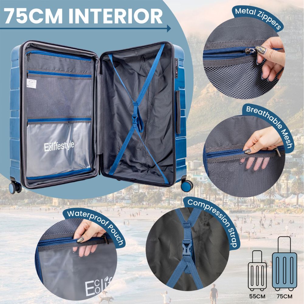 Cyprus Blue Hardshell Luggage Set - Reflective Metallic Design - 2 Pieces