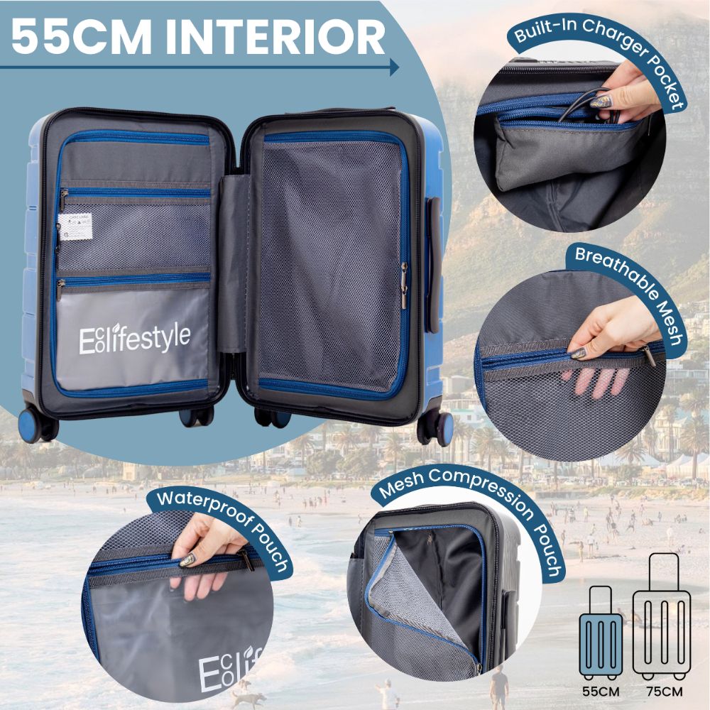 Cyprus Blue Hardshell Luggage Set - Reflective Metallic Design - 2 Pieces